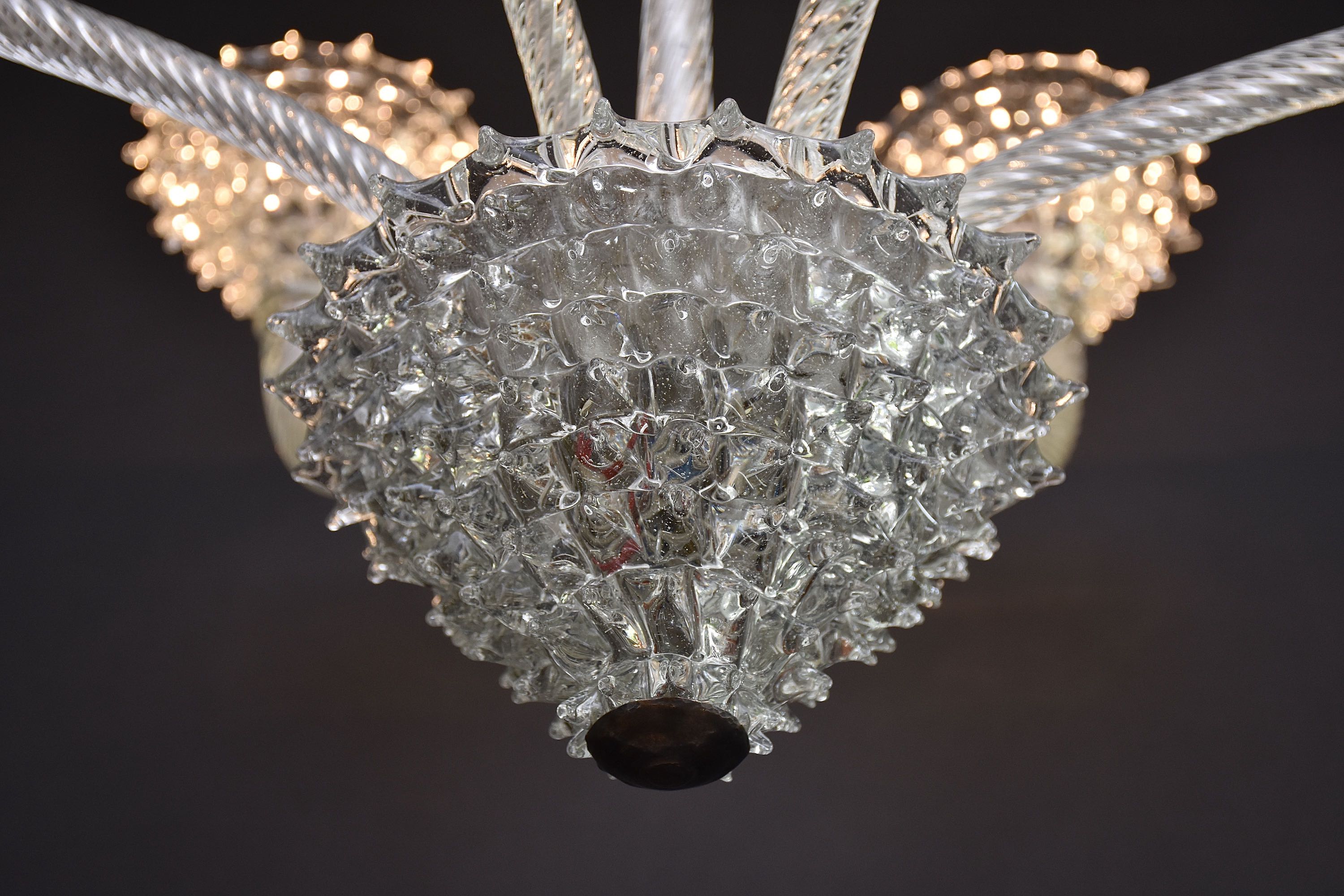 Mid-century Italian Murano chandelier 'Rostrato' by Barovier