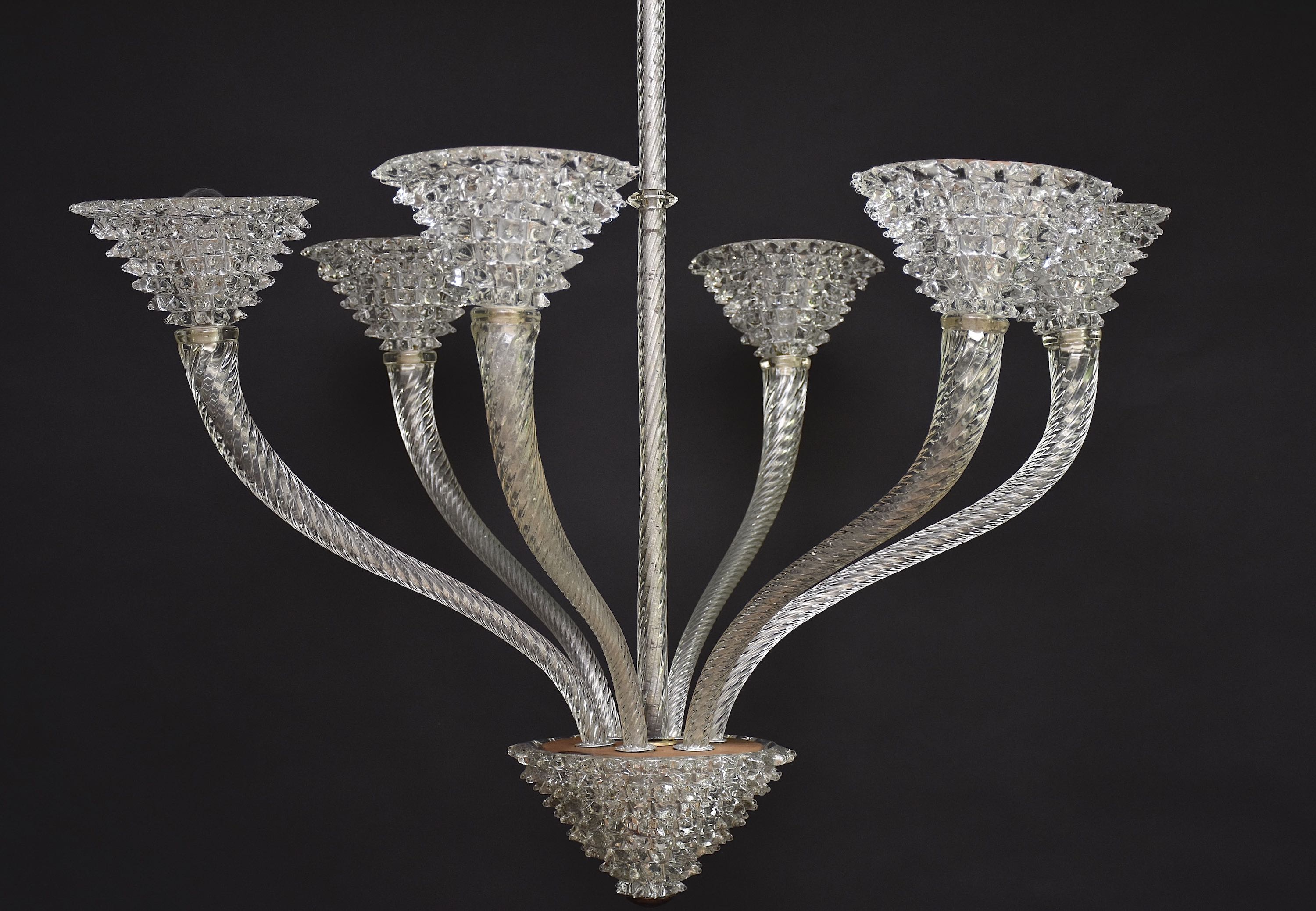 Mid-century Italian Murano chandelier 'Rostrato' by Barovier