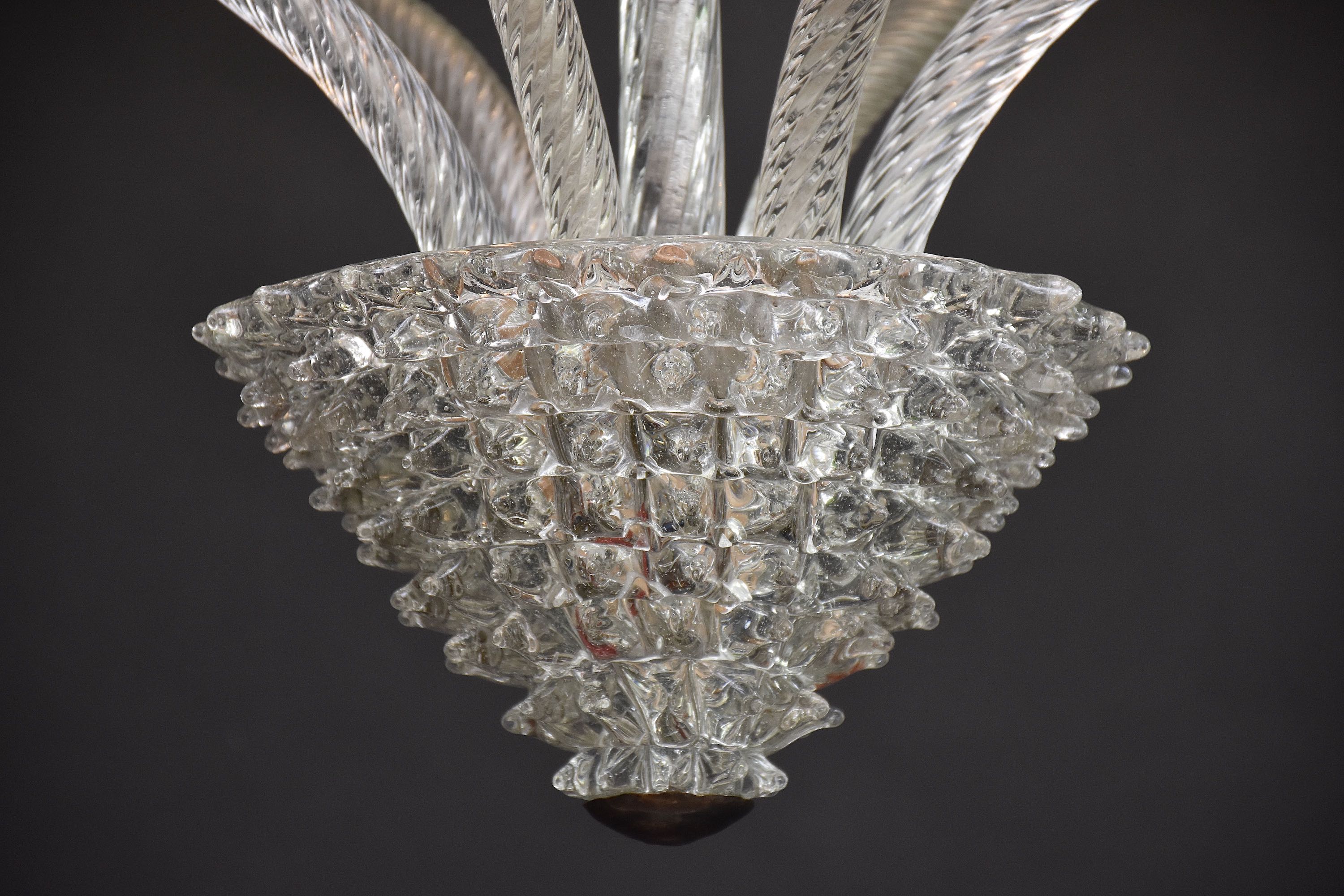Mid-century Italian Murano chandelier 'Rostrato' by Barovier