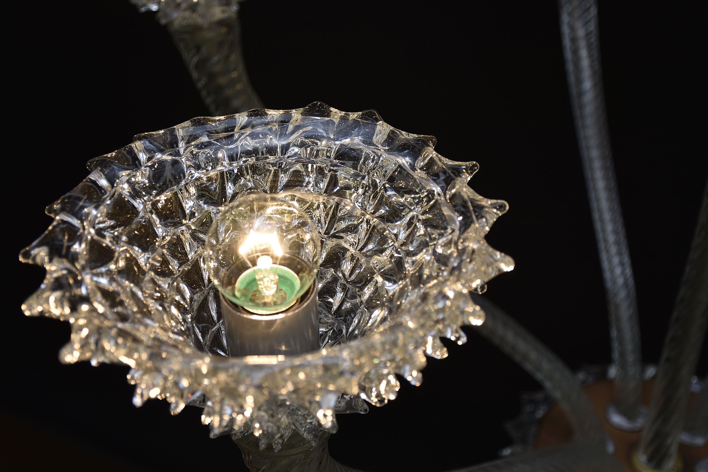 Mid-century Italian Murano chandelier 'Rostrato' by Barovier