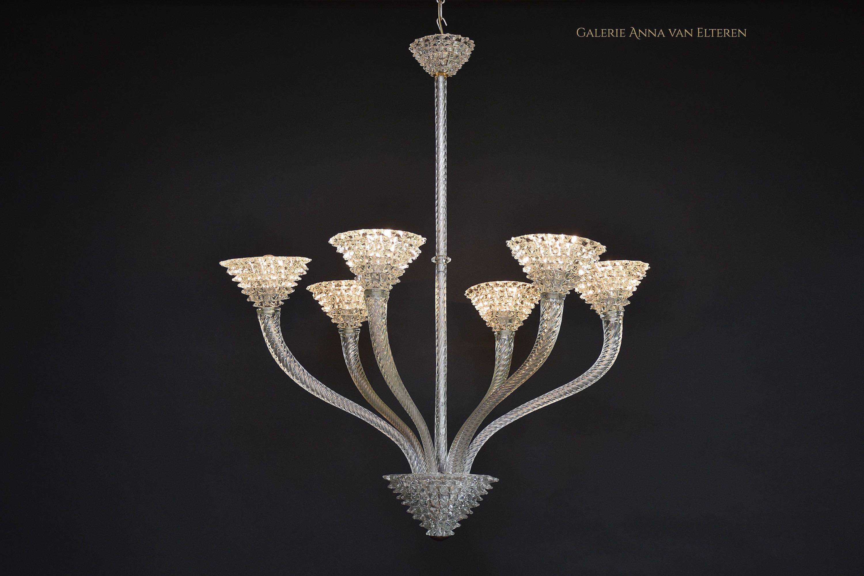 Mid-century Italian Murano chandelier 'Rostrato' by Barovier