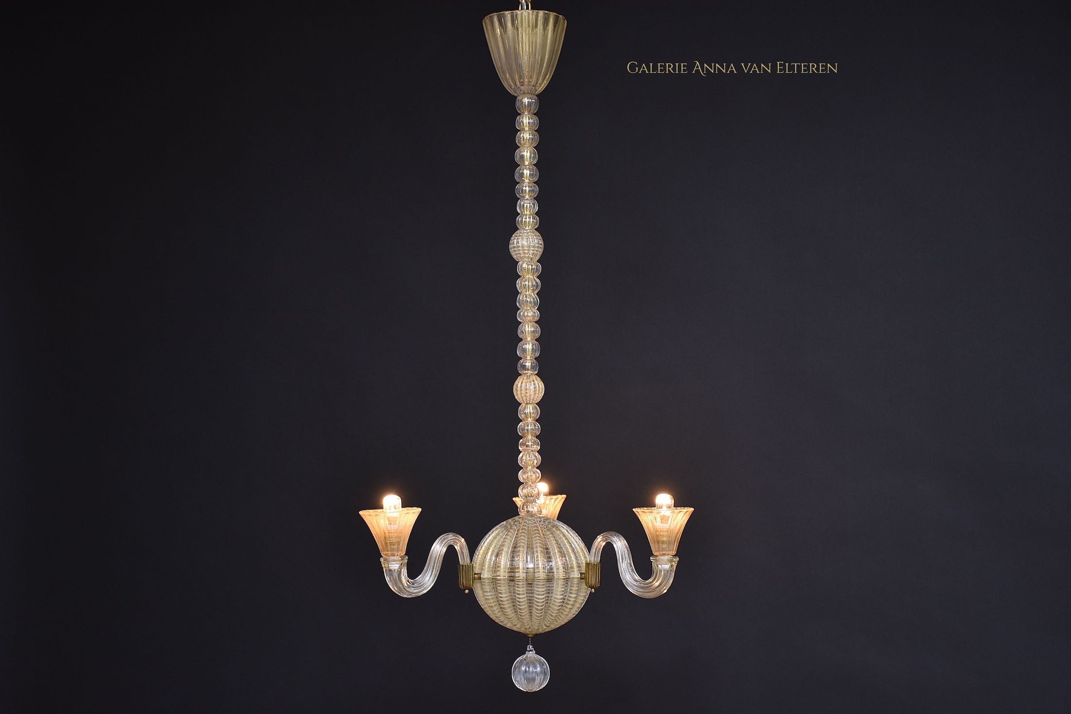 Barovier & Toso gold dusted Murano chandelier