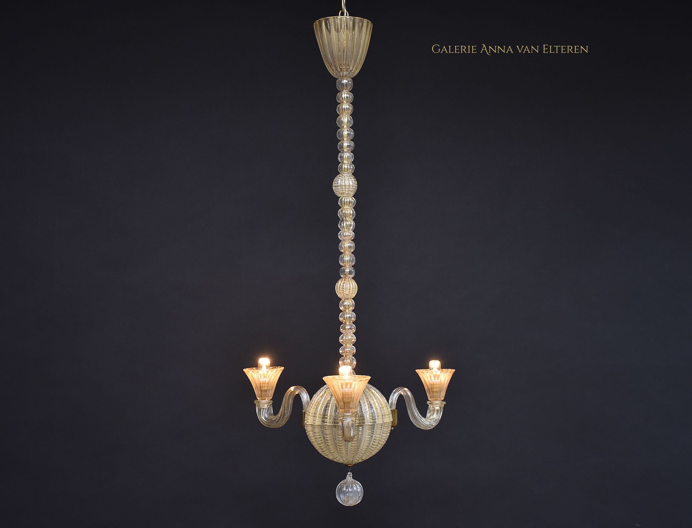 Barovier & Toso gold dusted Murano chandelier