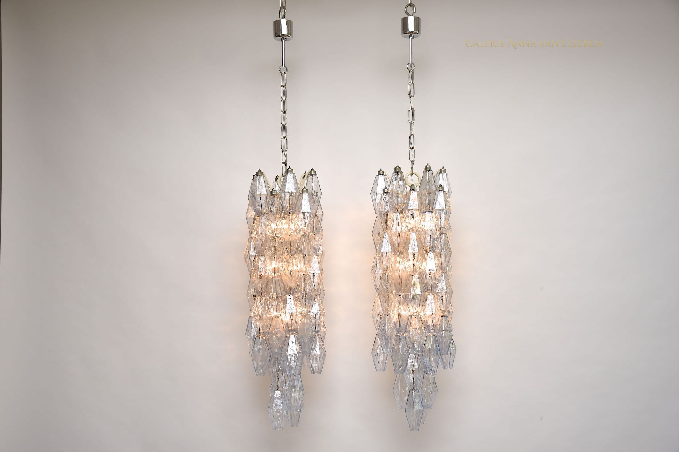 A pair of mid-century Venini Murano chandeliers