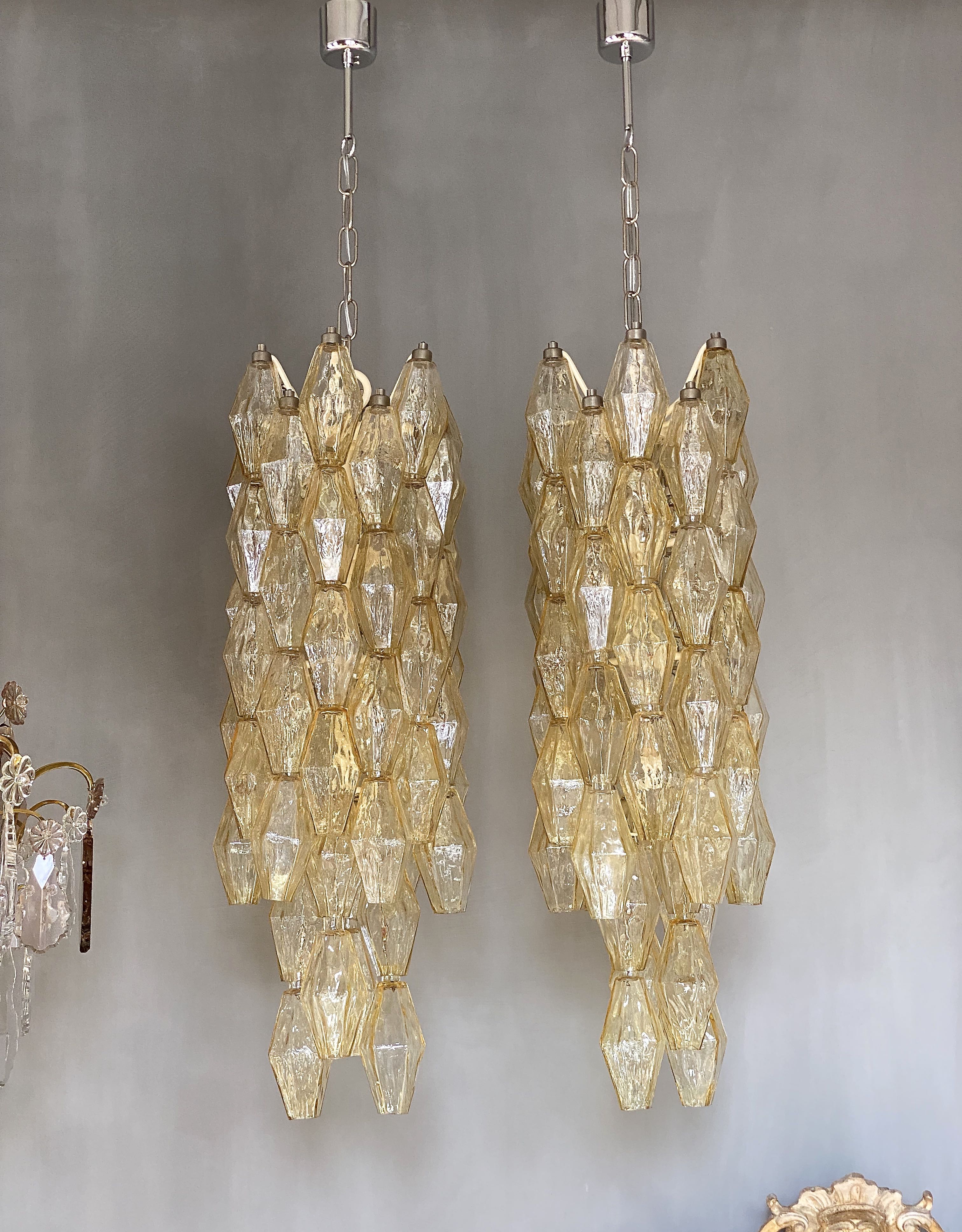 A pair of  mid-century Venini Murano chandeliers