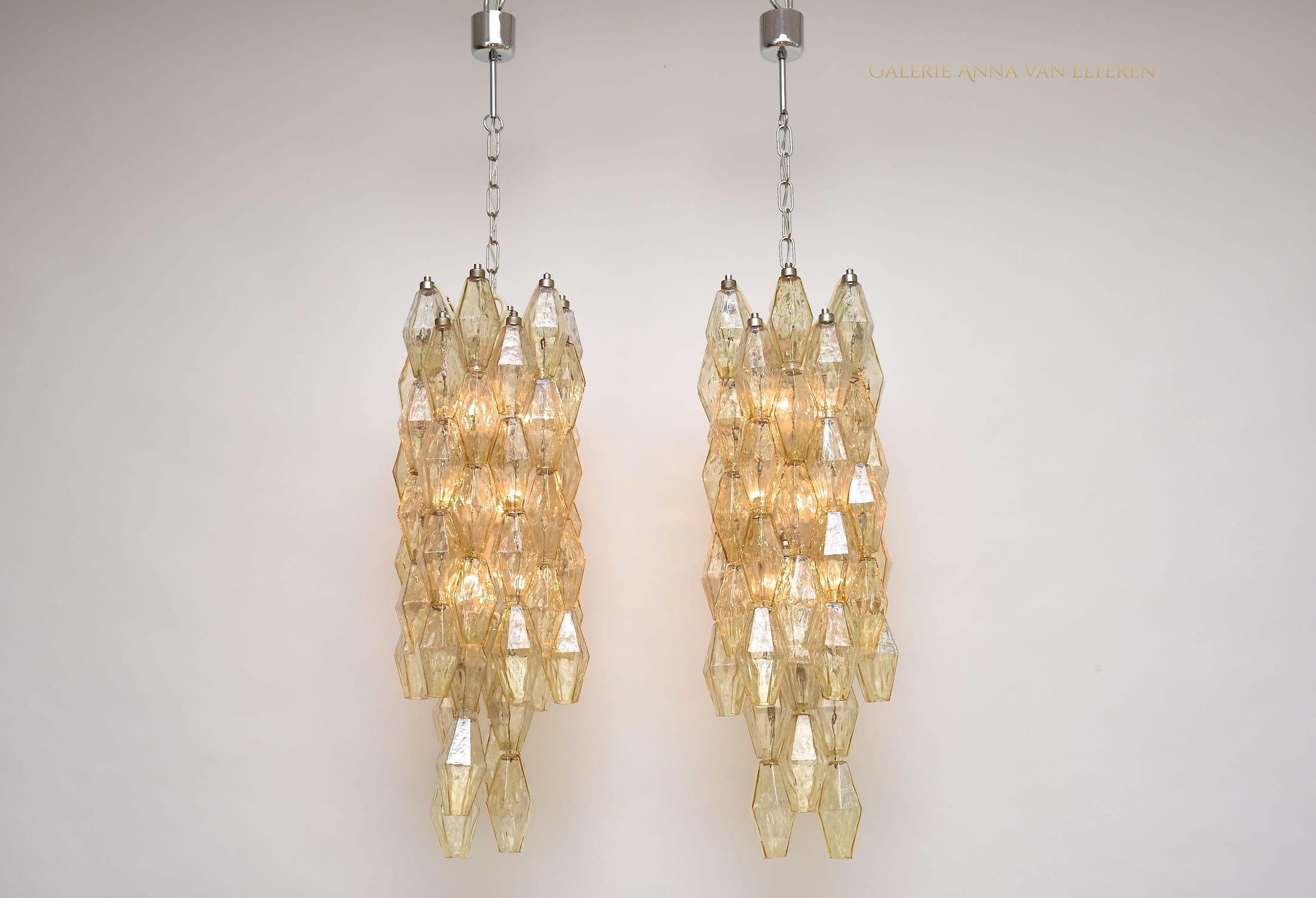 A pair of  mid-century Venini Murano chandeliers