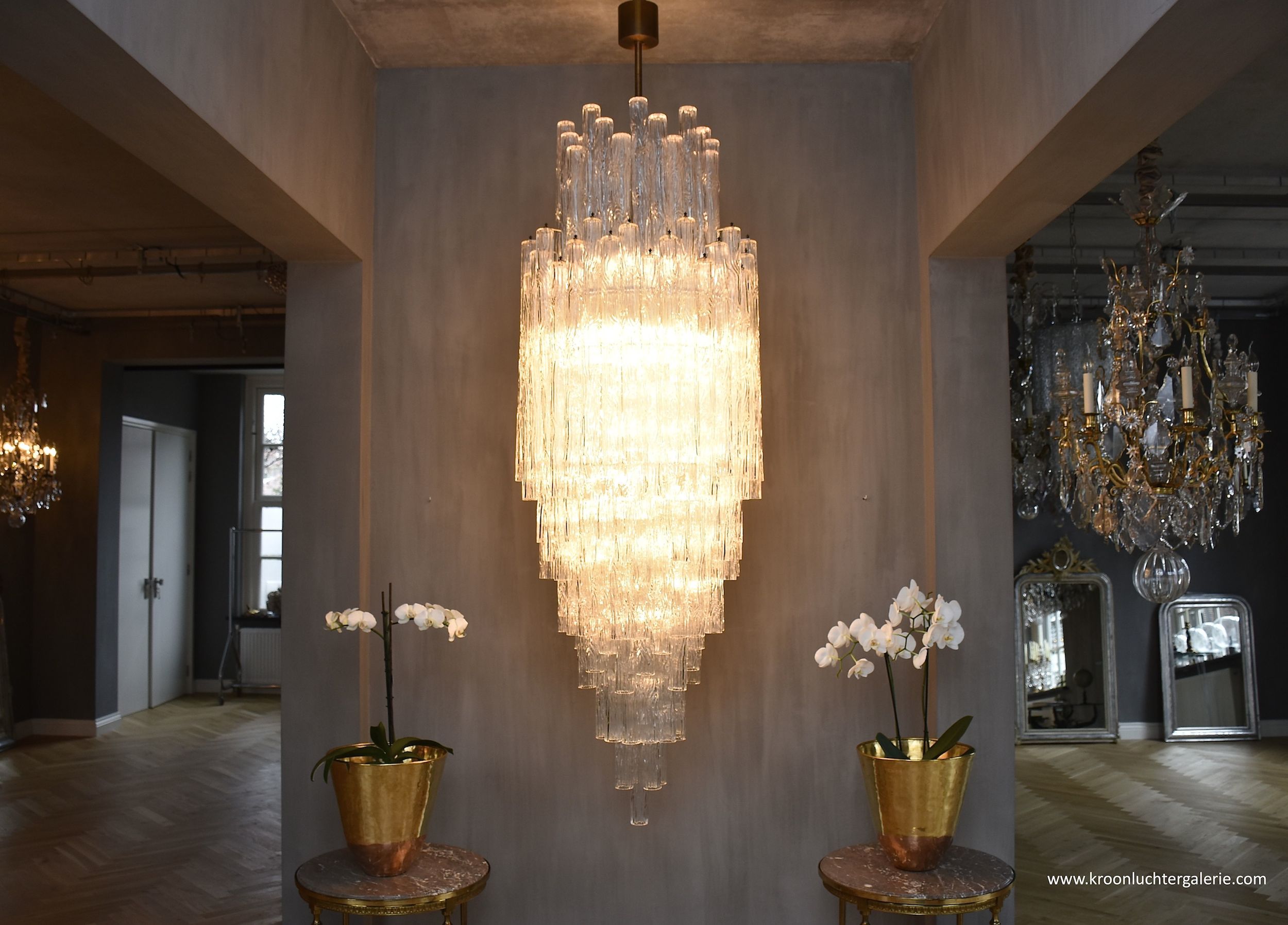 Large and rare Venini Murano 'Waterfall' chandelier