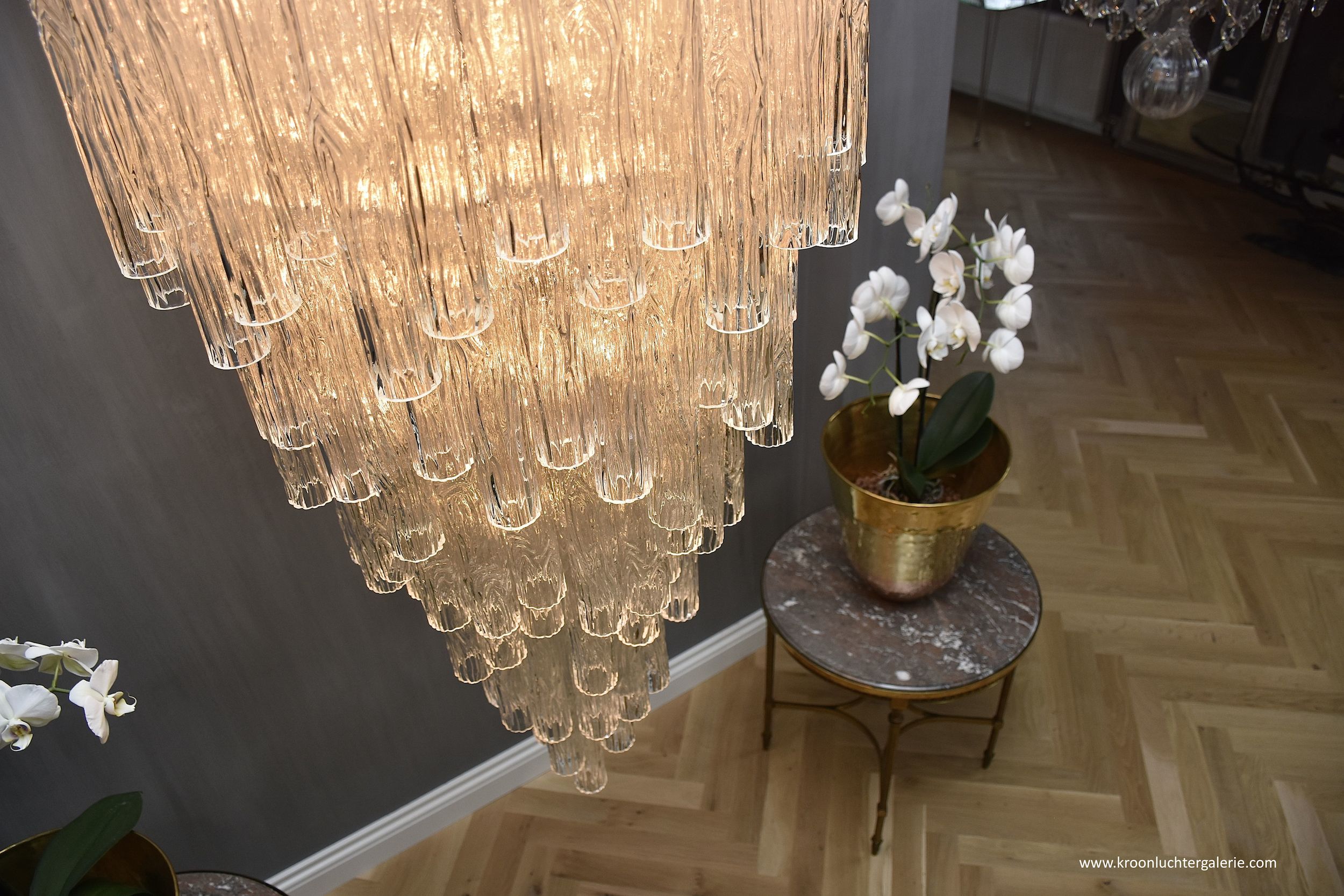 Large and rare Venini Murano 'Waterfall' chandelier