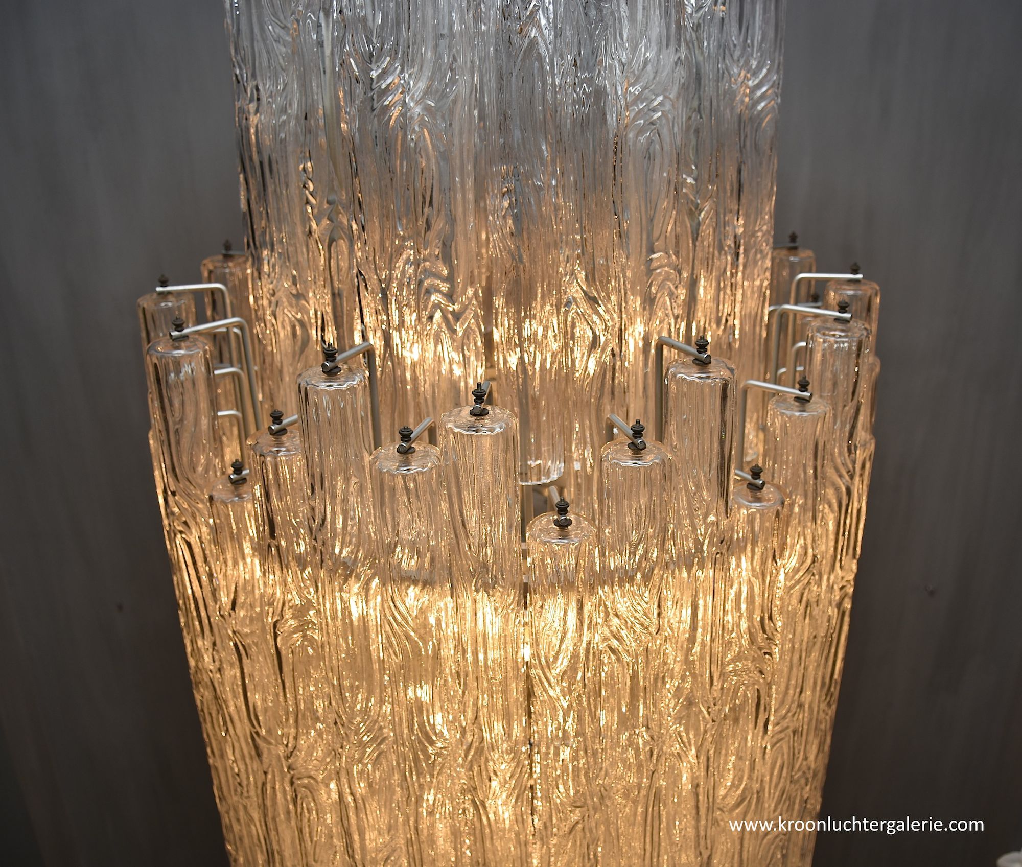 Large and rare Venini Murano 'Waterfall' chandelier