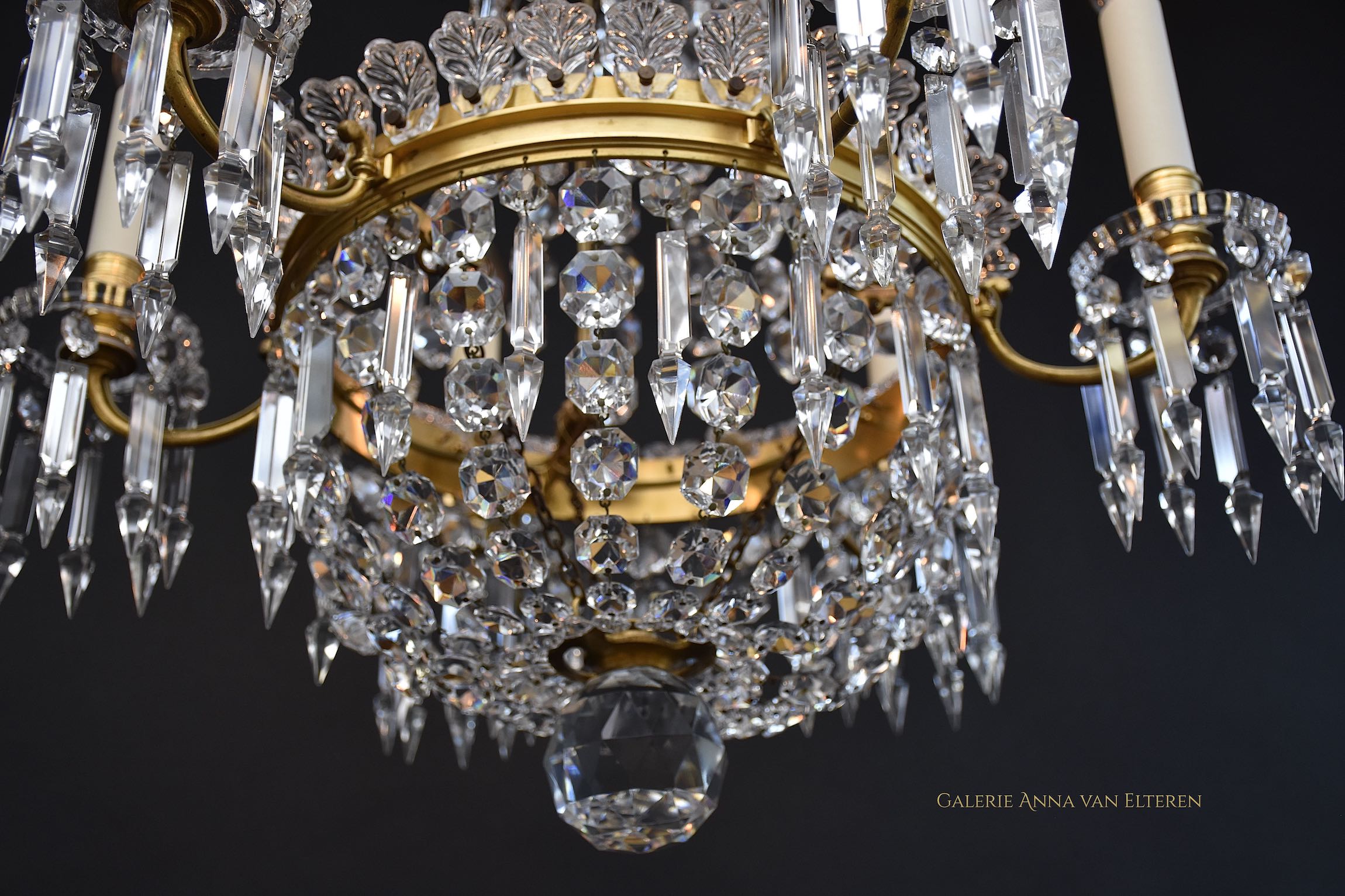 Gilt bronze Baccarat chandelier with 6 light