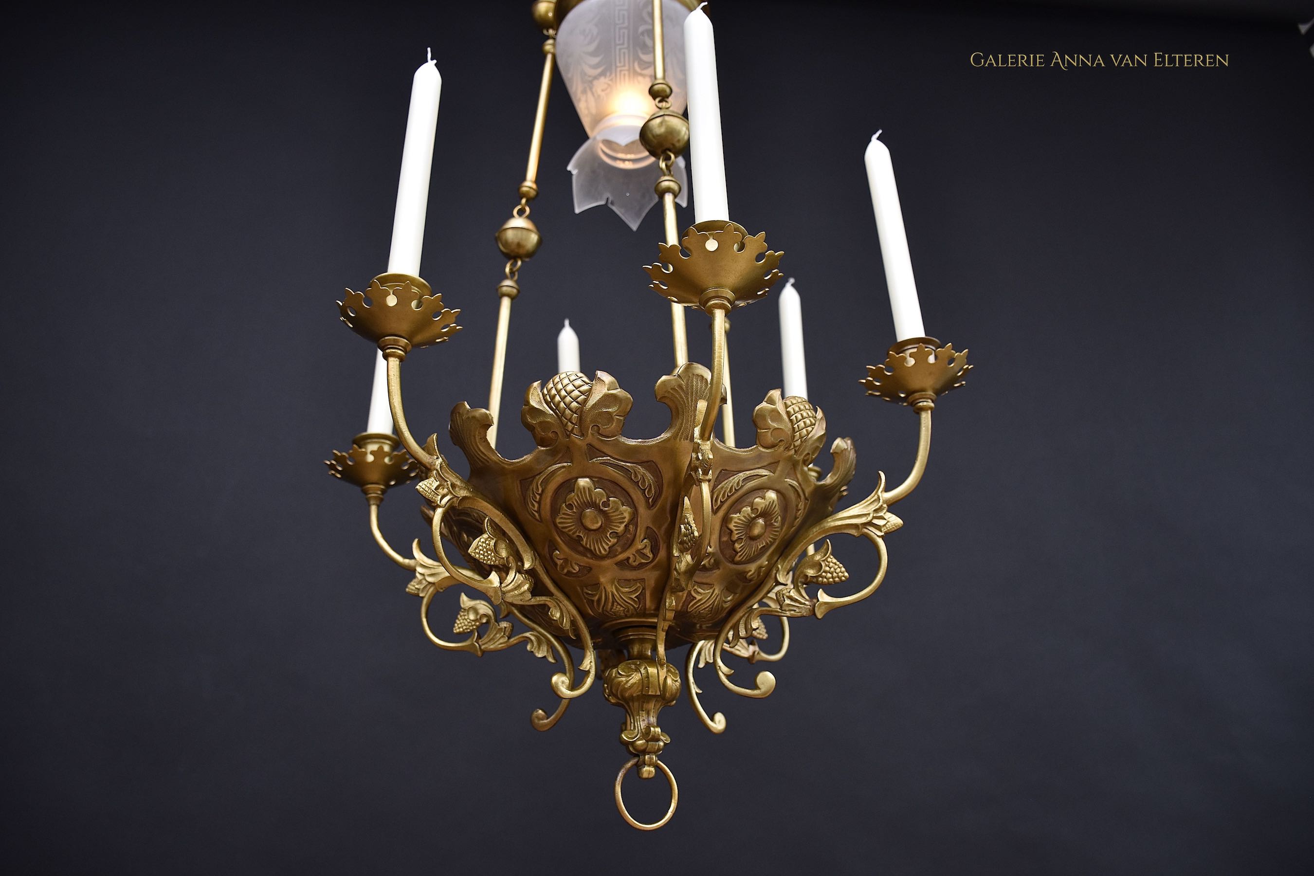 Antieke Franse kroonluchter/lamp met kaarsen