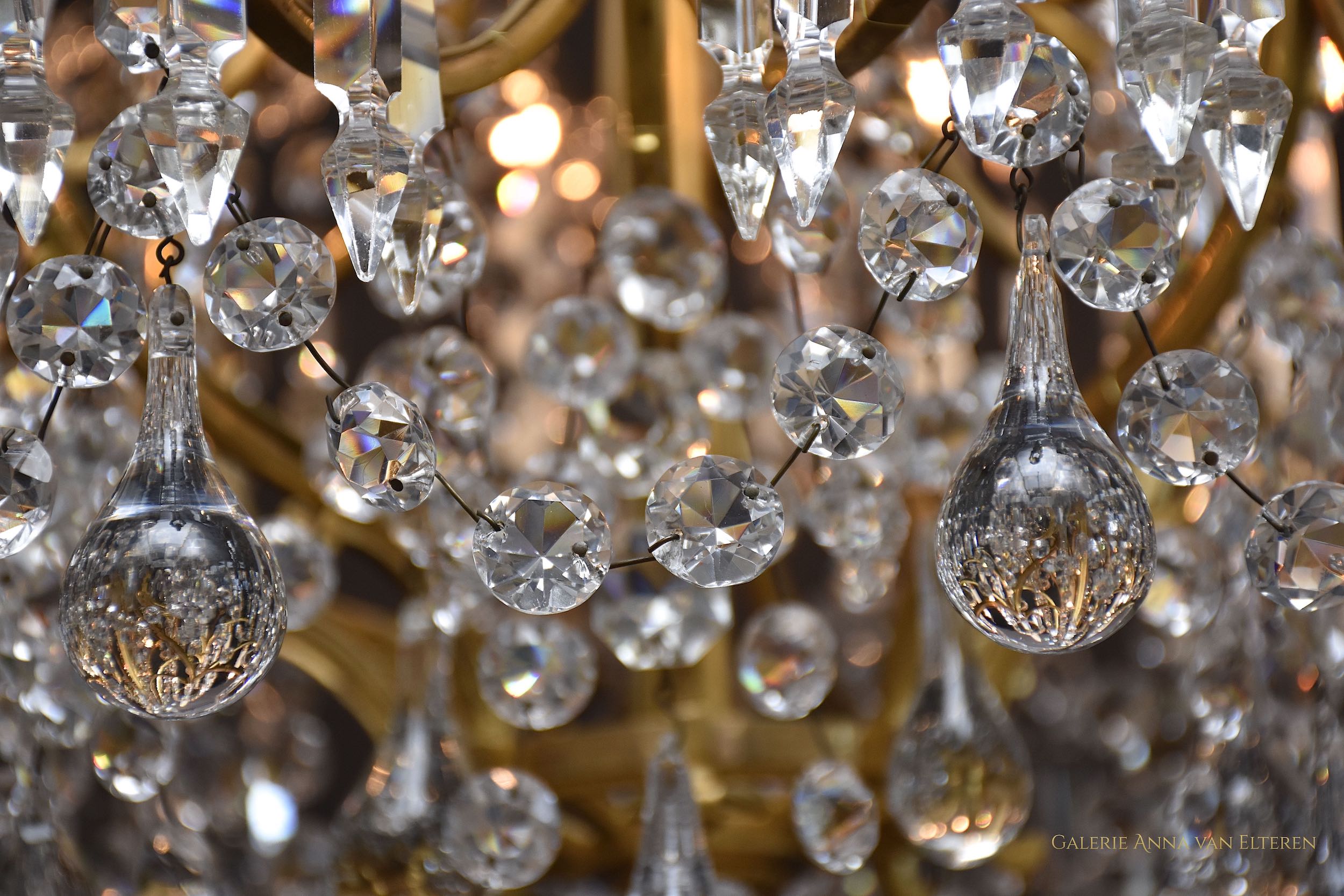 Large gilt bronze French Baccarat chandelier