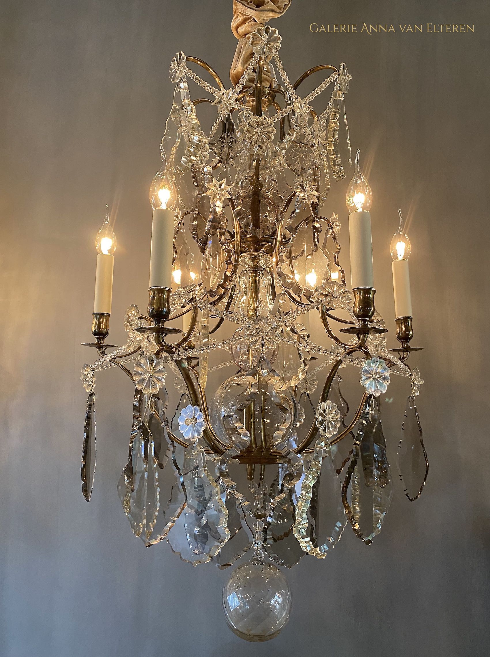 Antique crystal chandelier in the style of Rococo