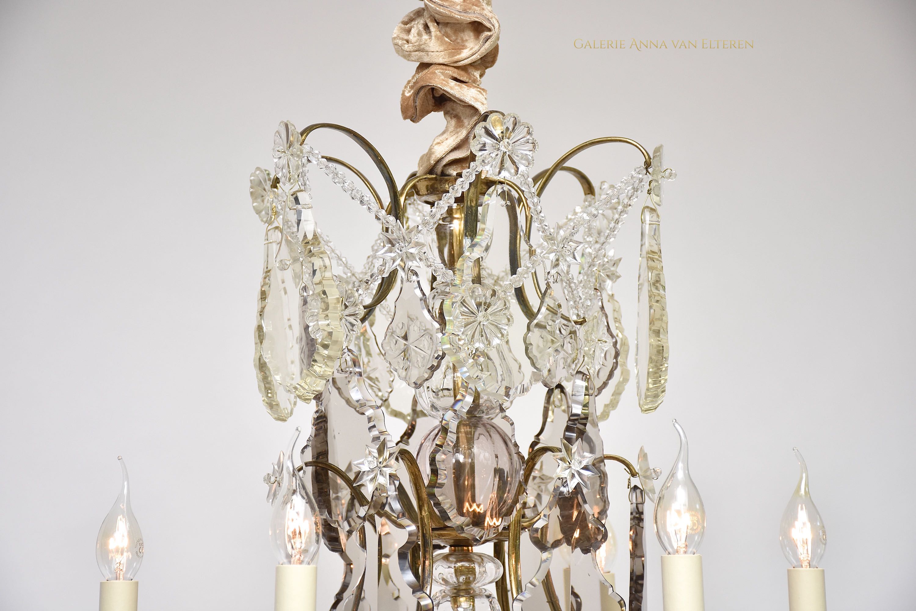 Antique crystal chandelier in the style of Rococo