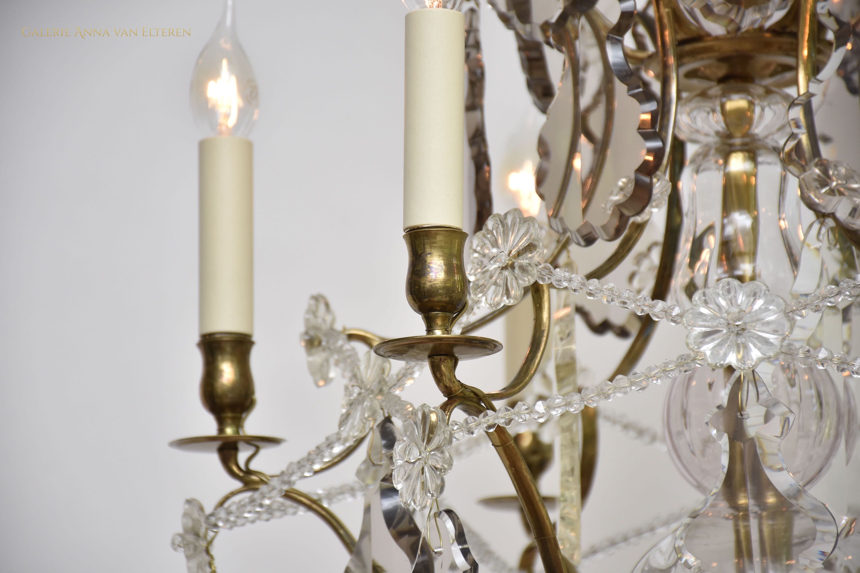 Antique crystal chandelier in the style of Rococo