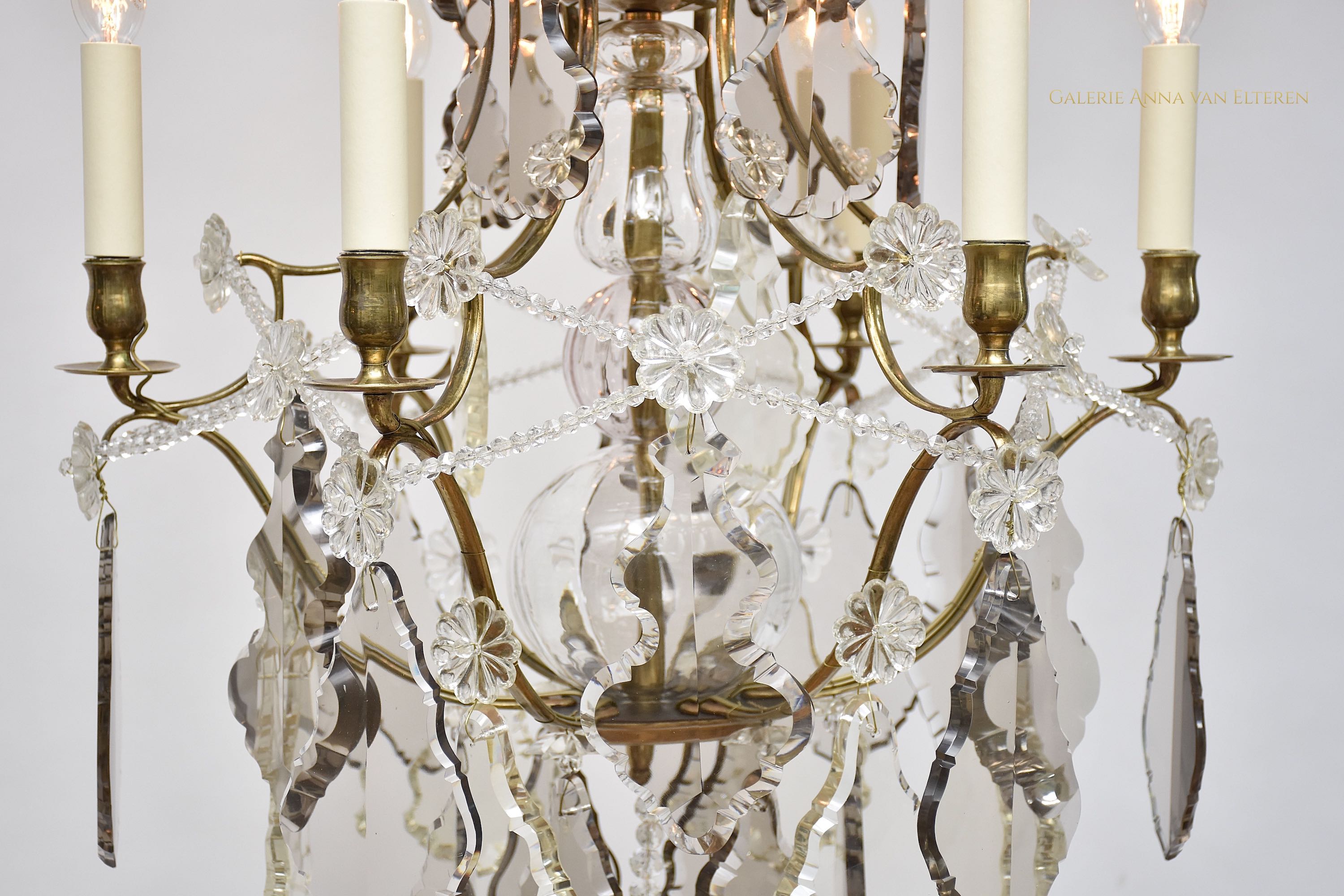 Antique crystal chandelier in the style of Rococo