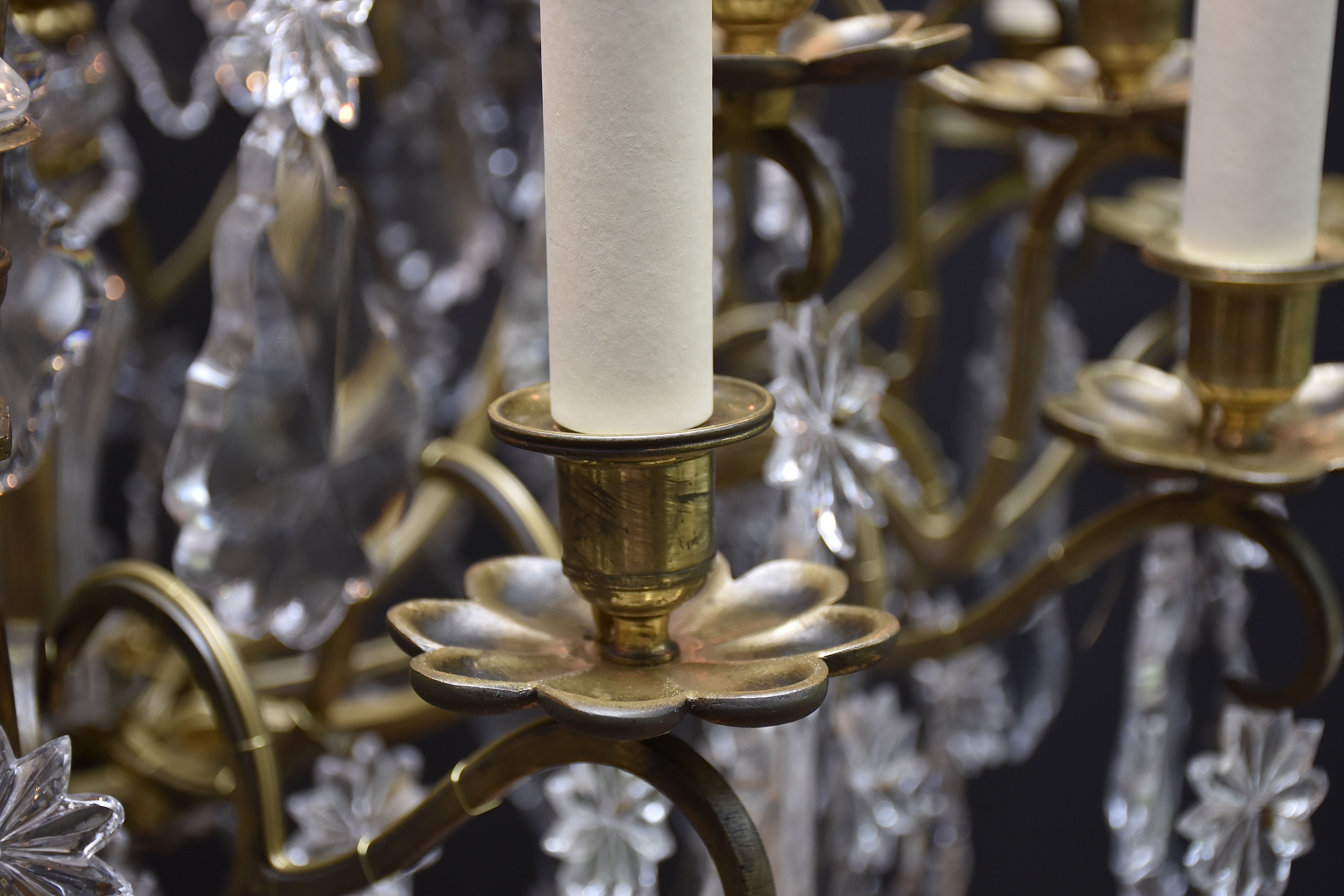 French gilt bronze large Baccarat chandelier