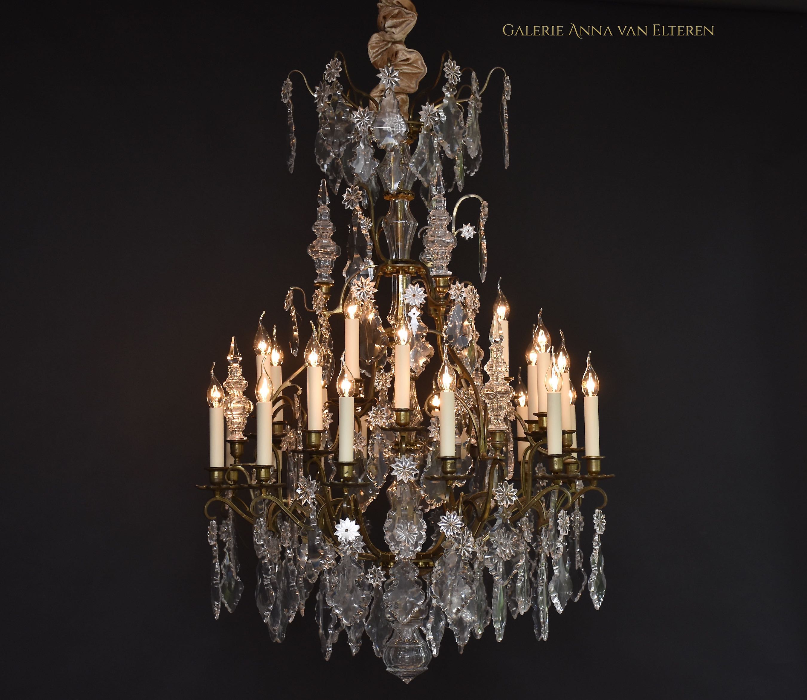 French gilt bronze large Baccarat chandelier