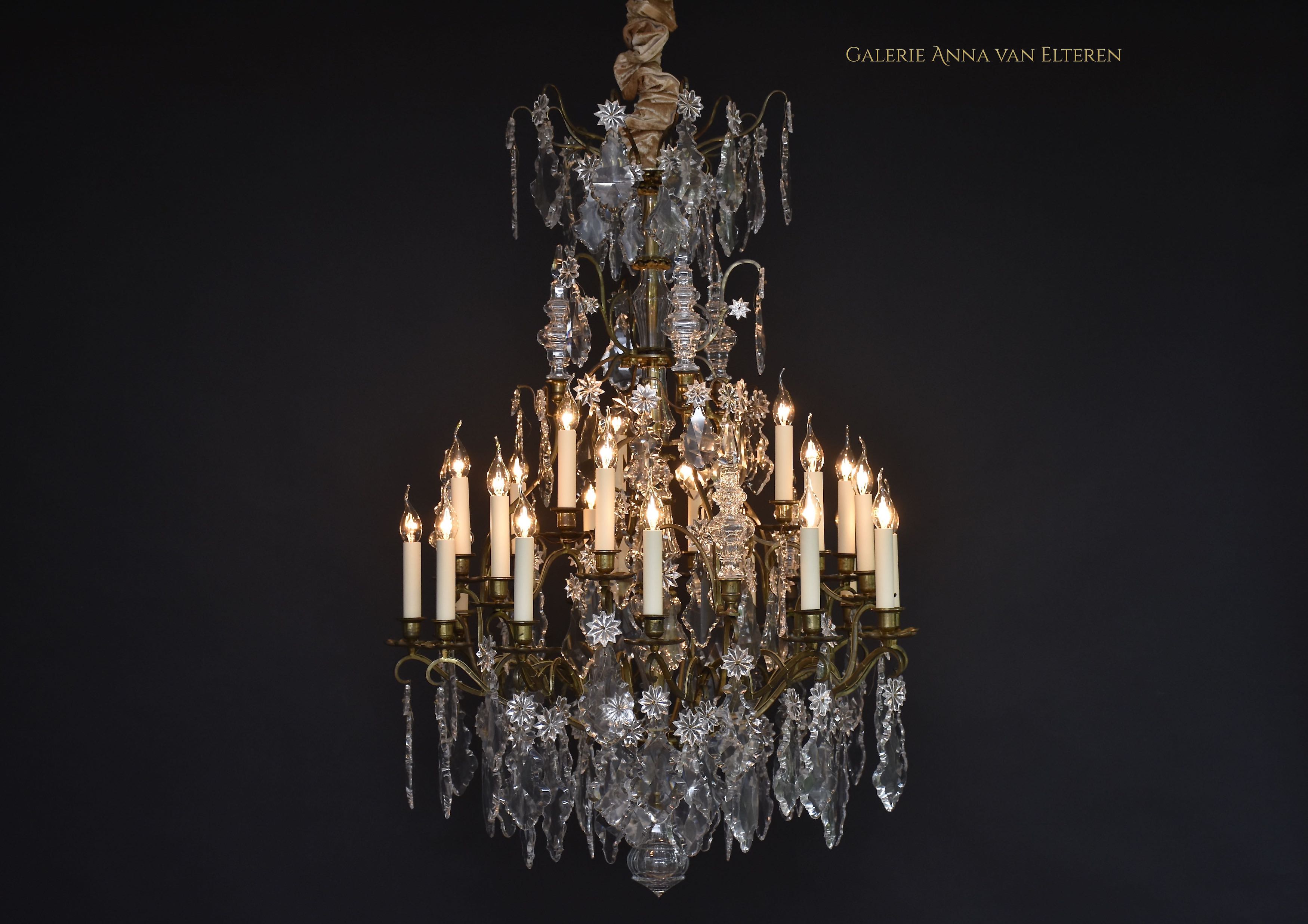 French gilt bronze large Baccarat chandelier