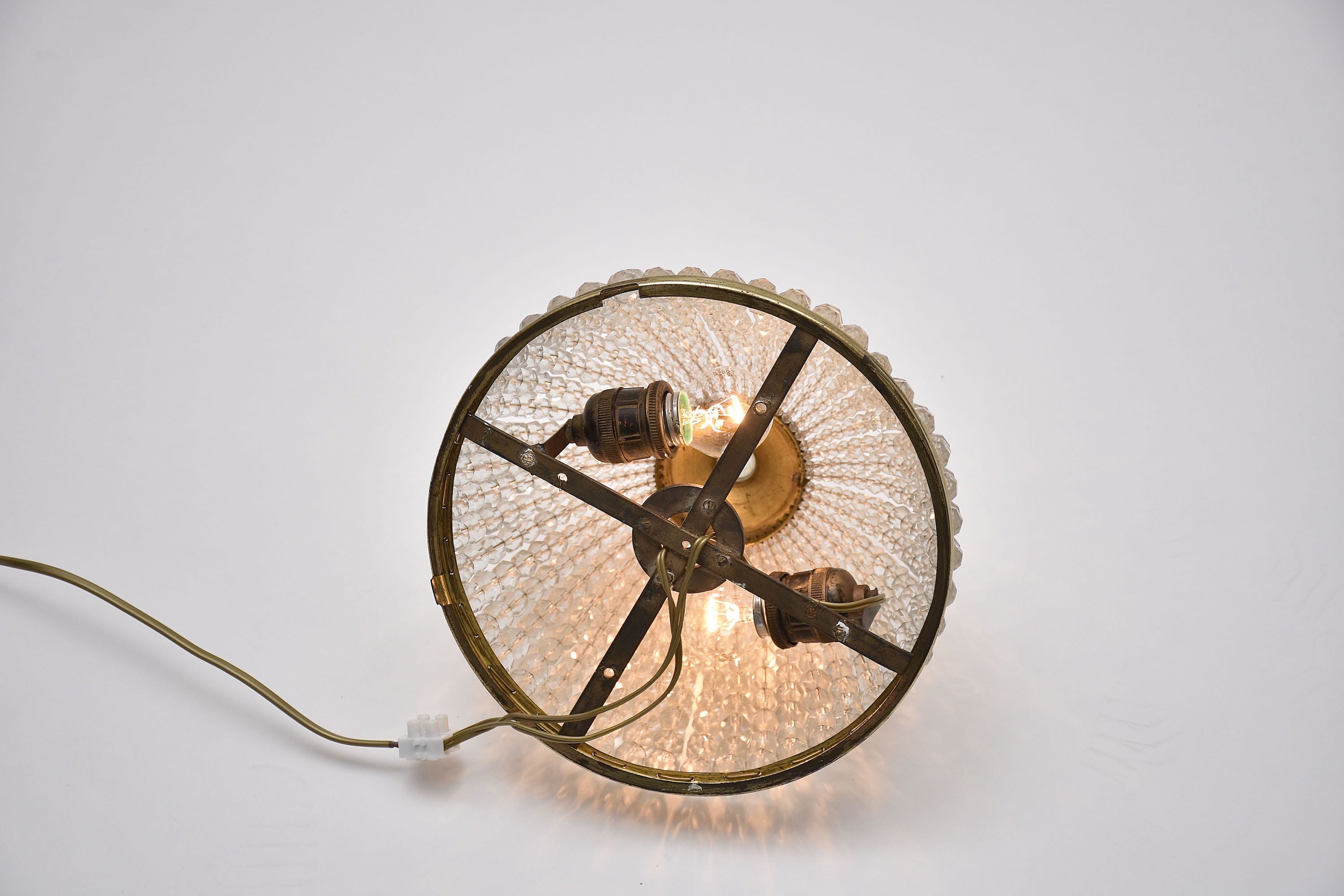 Antique French brass and crystal ceiling fixture