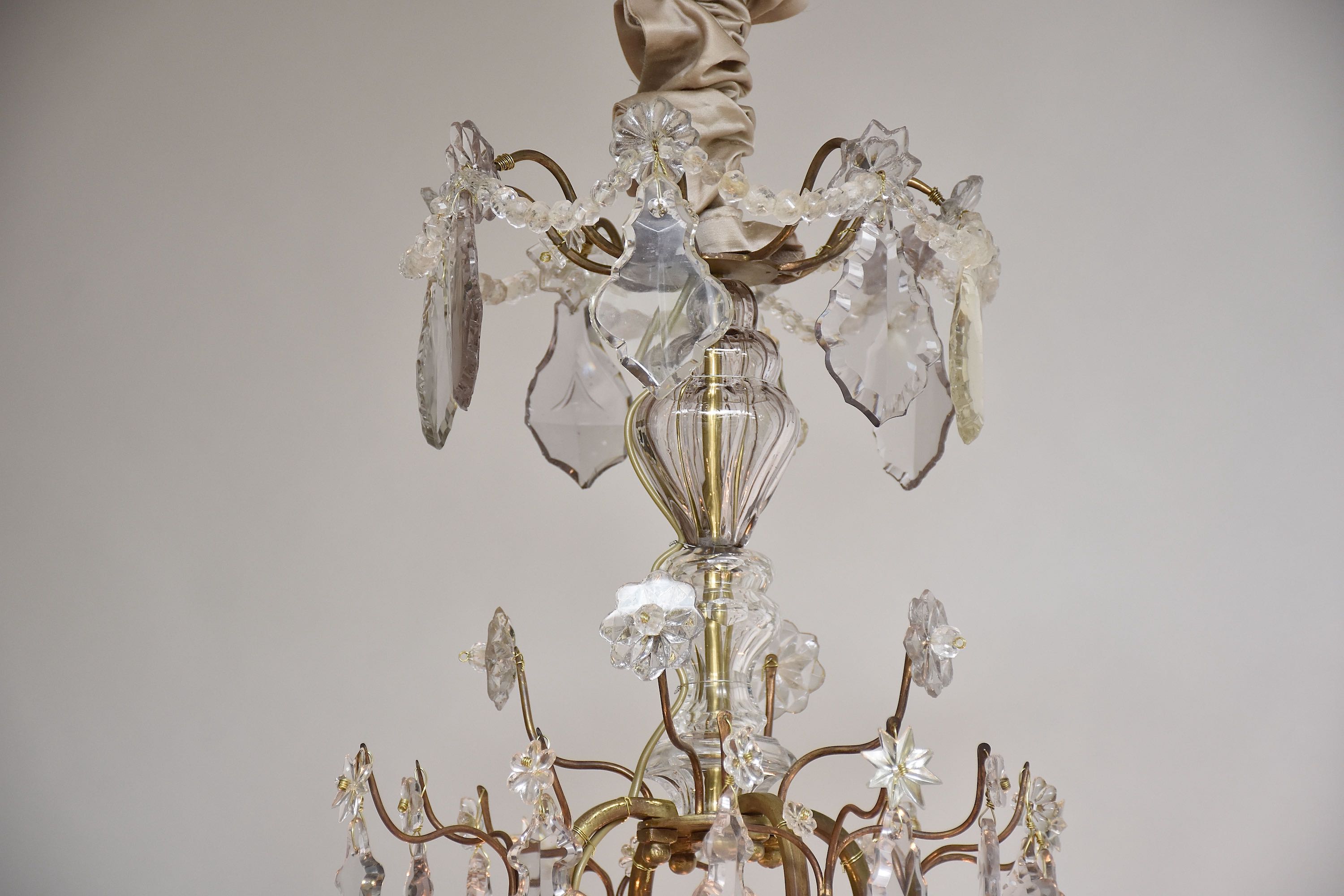 Early 19th c. French gilt bronze and crystal chandelier in the style of Louis XV