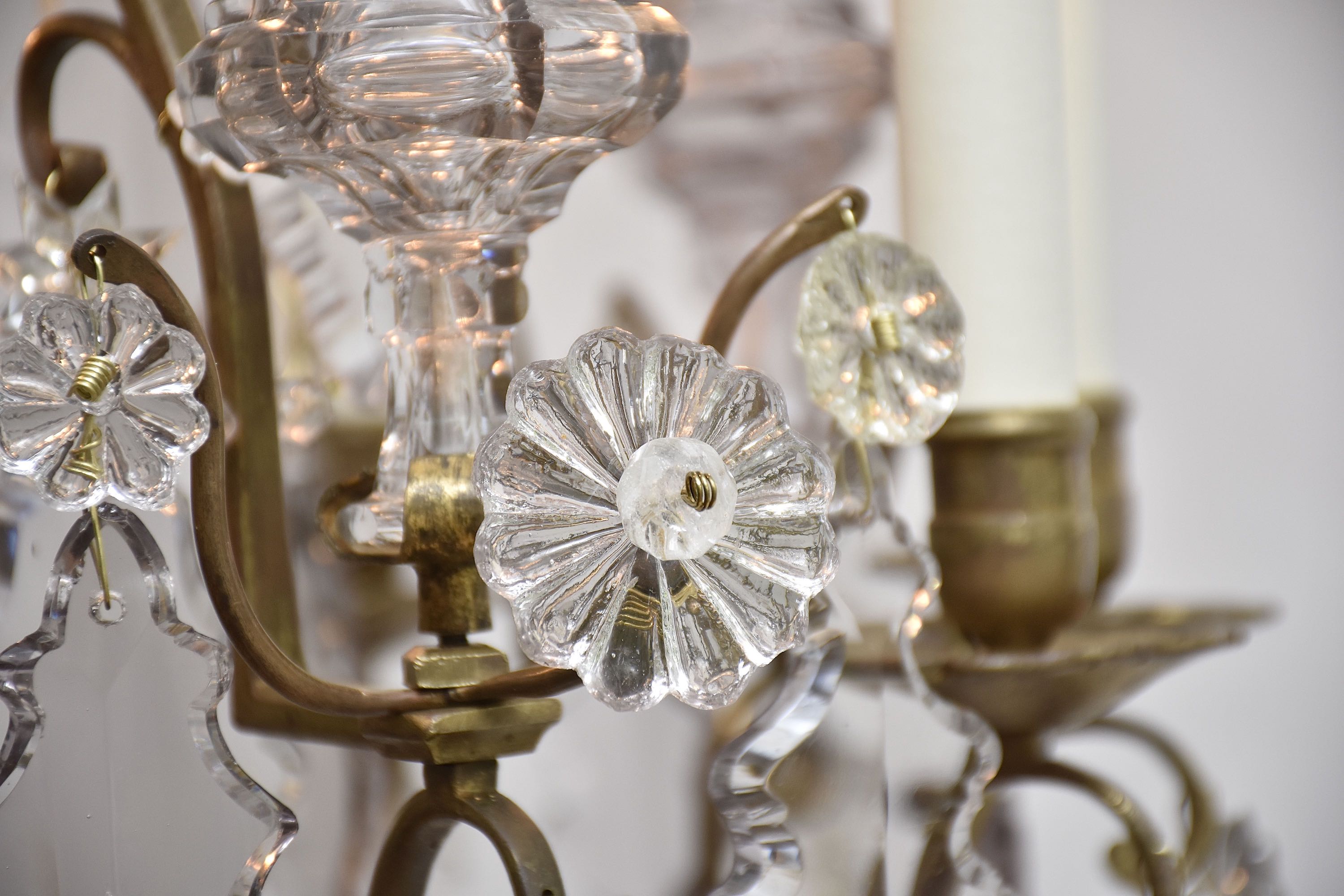 Early 19th c. French gilt bronze and crystal chandelier in the style of Louis XV