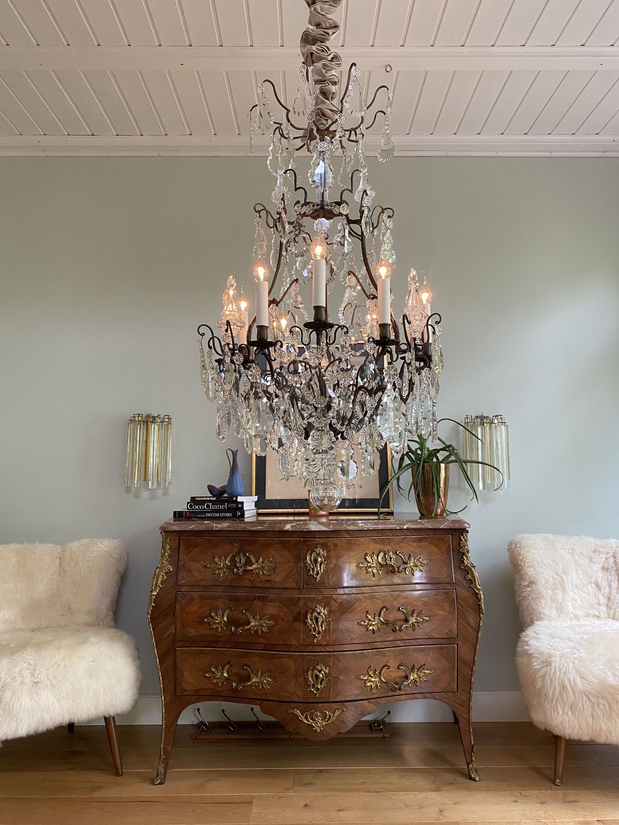 Late 19th c. French bronze and crystal chandelier in the style of Louis XV