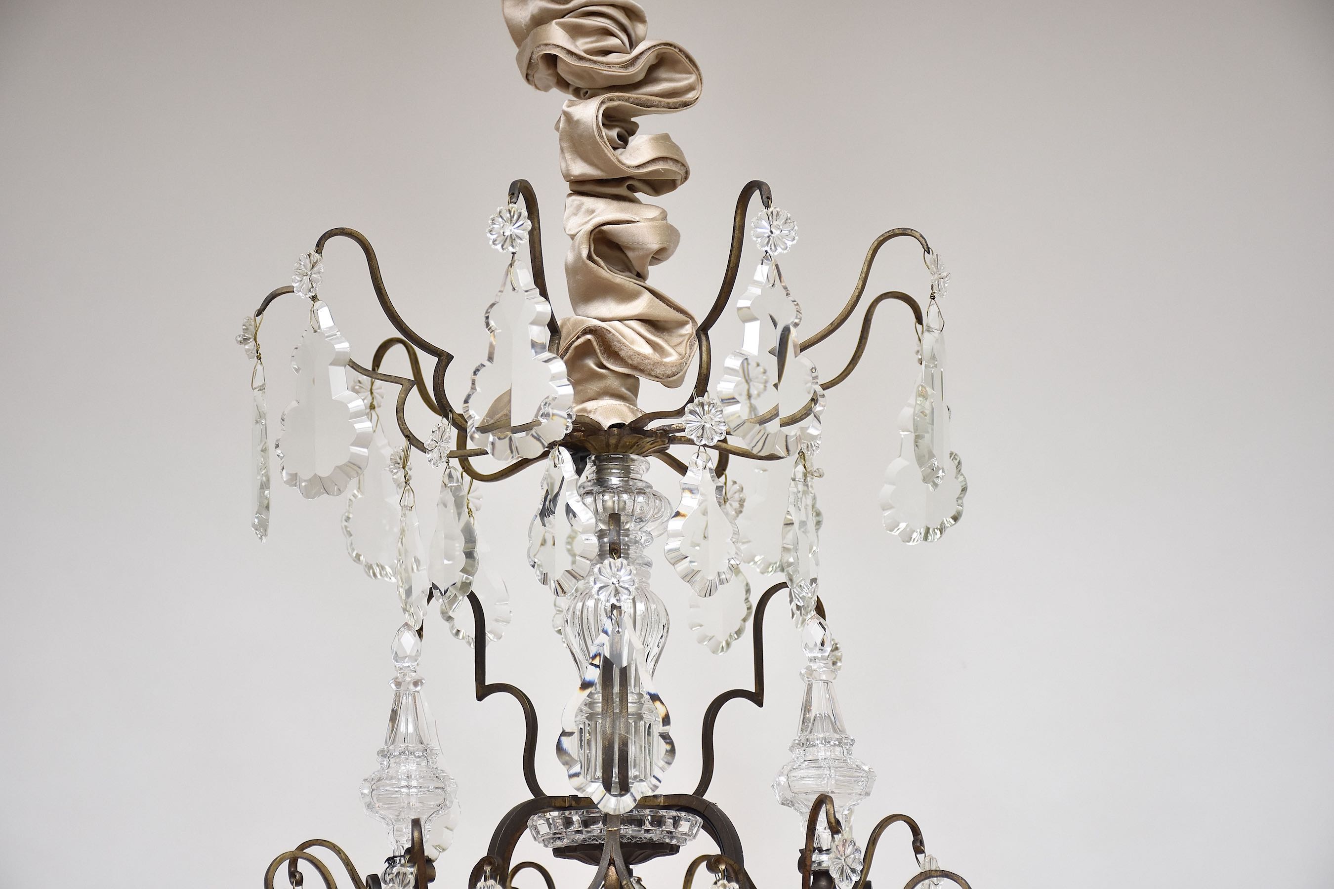 Late 19th c. French bronze and crystal chandelier in the style of Louis XV