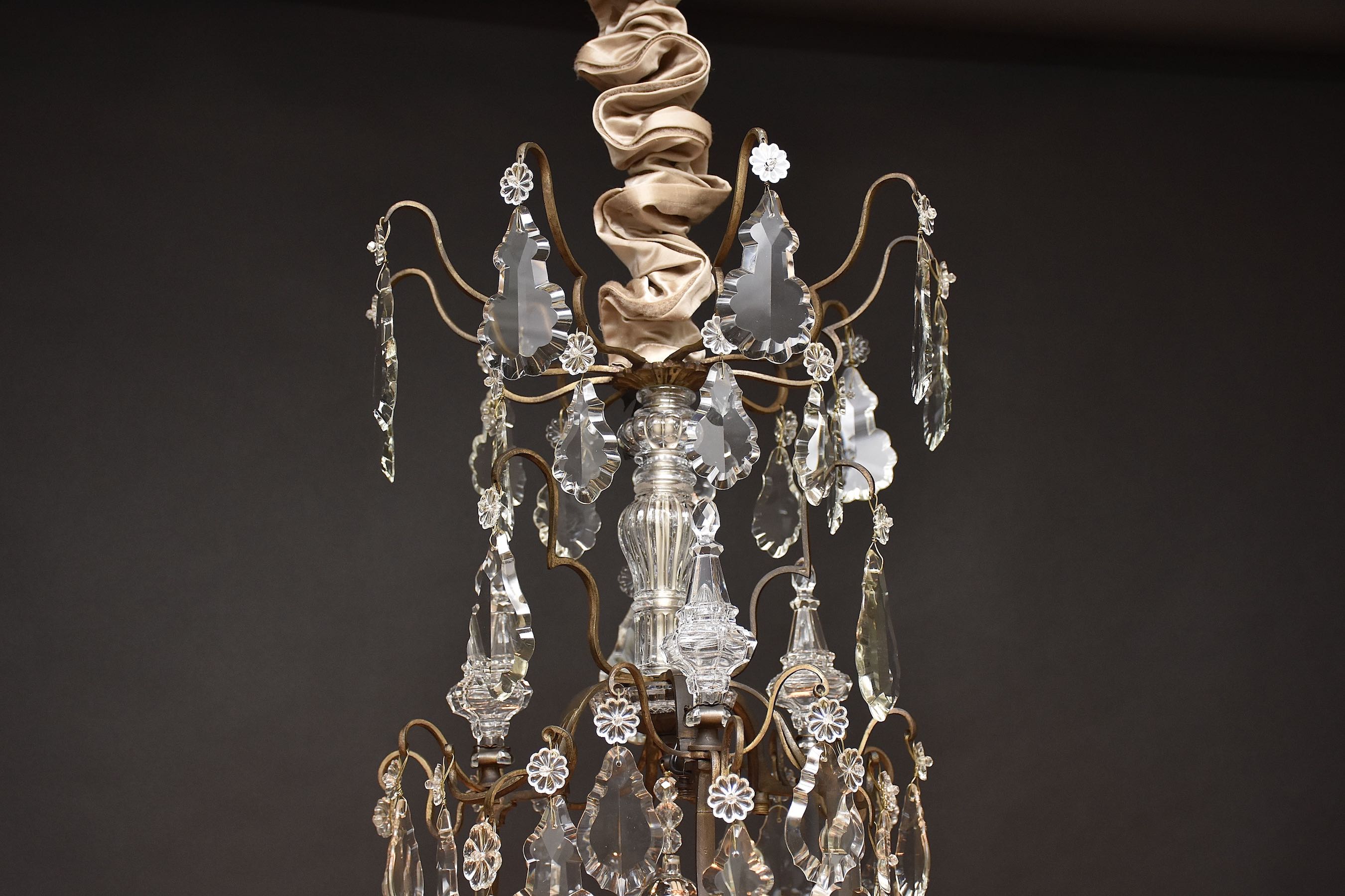 Late 19th c. French bronze and crystal chandelier in the style of Louis XV