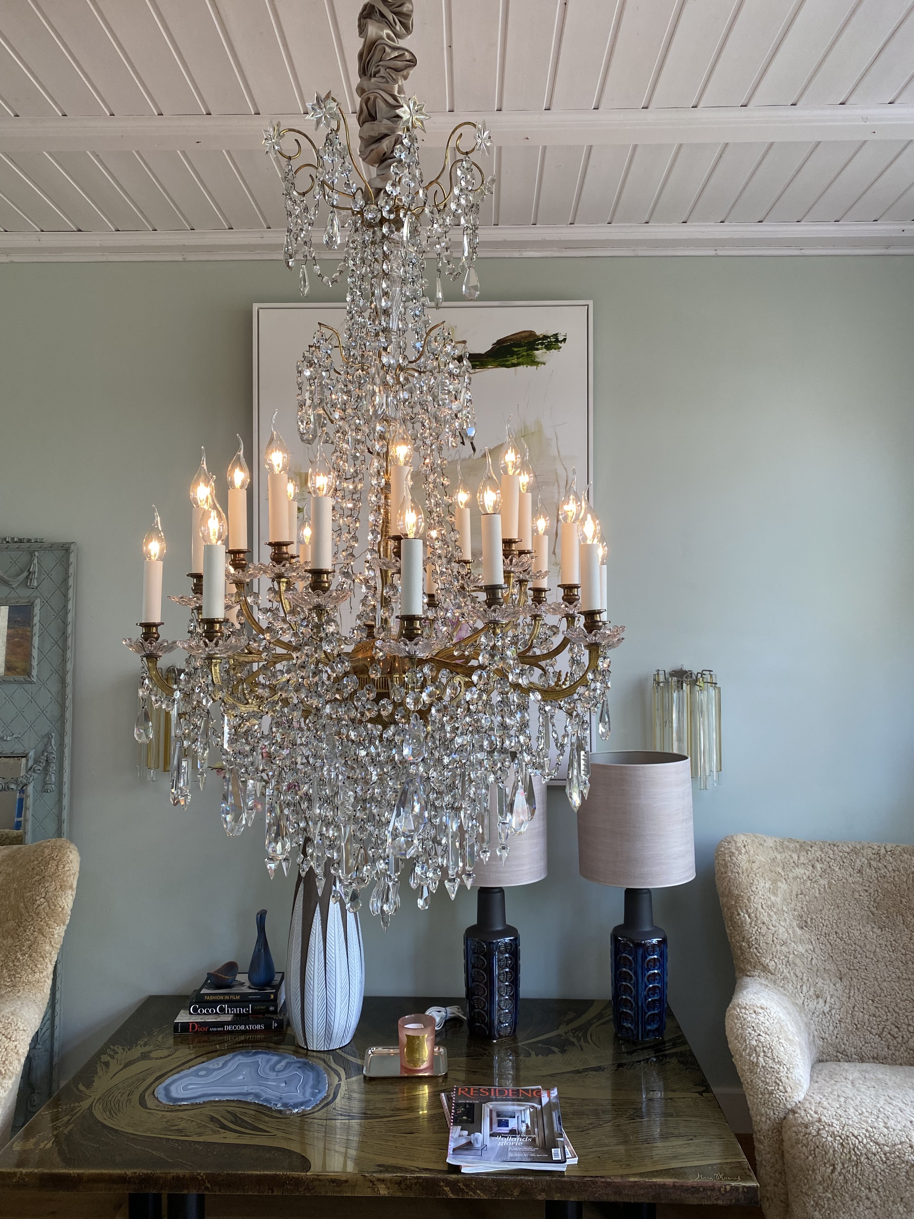Grote Franse kristallen kroonluchter in stijl van Lodewijk XVI