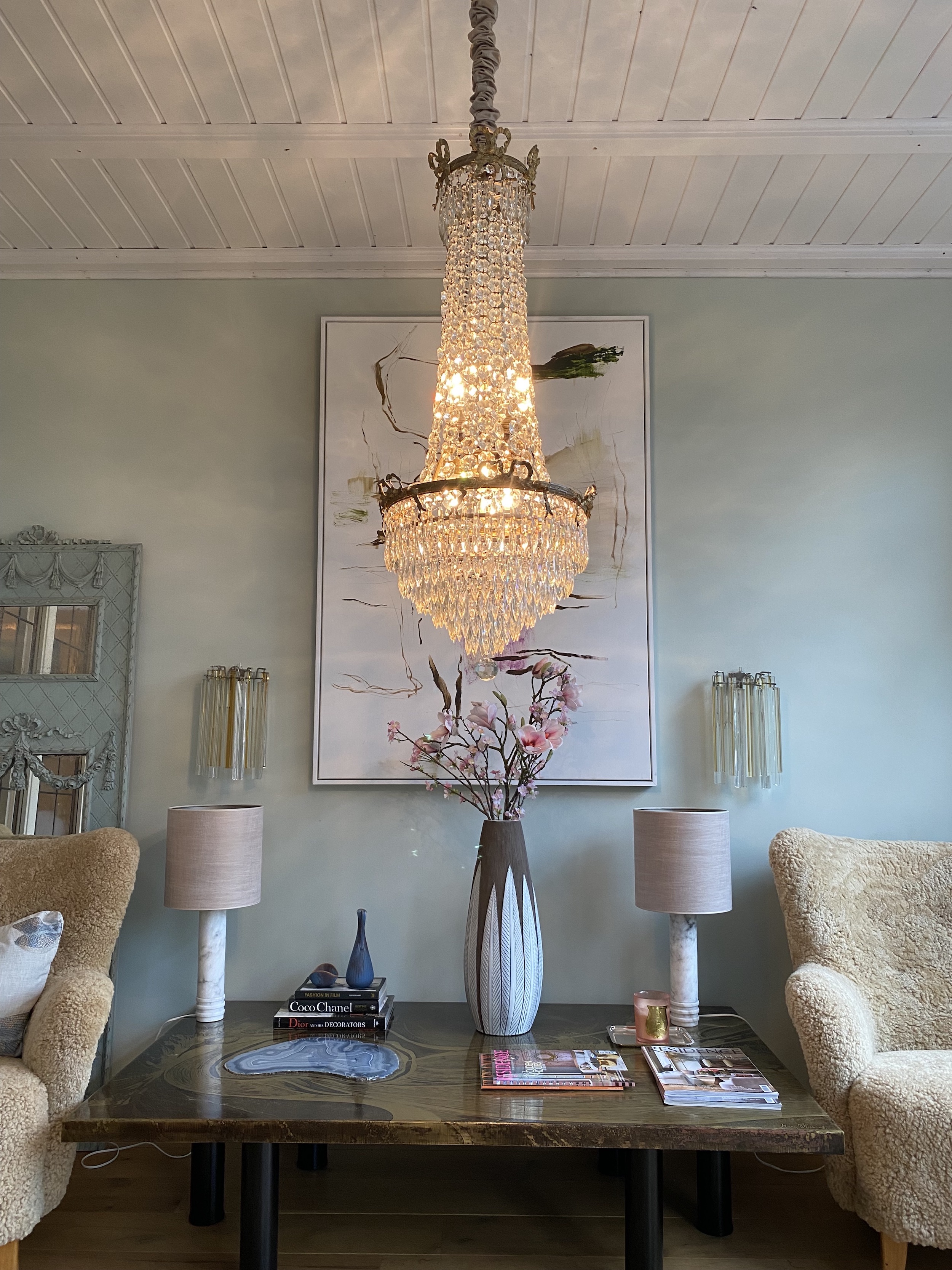 Late 19th c. French gilt bronze and crystal chandelier in the style of Louis XVI