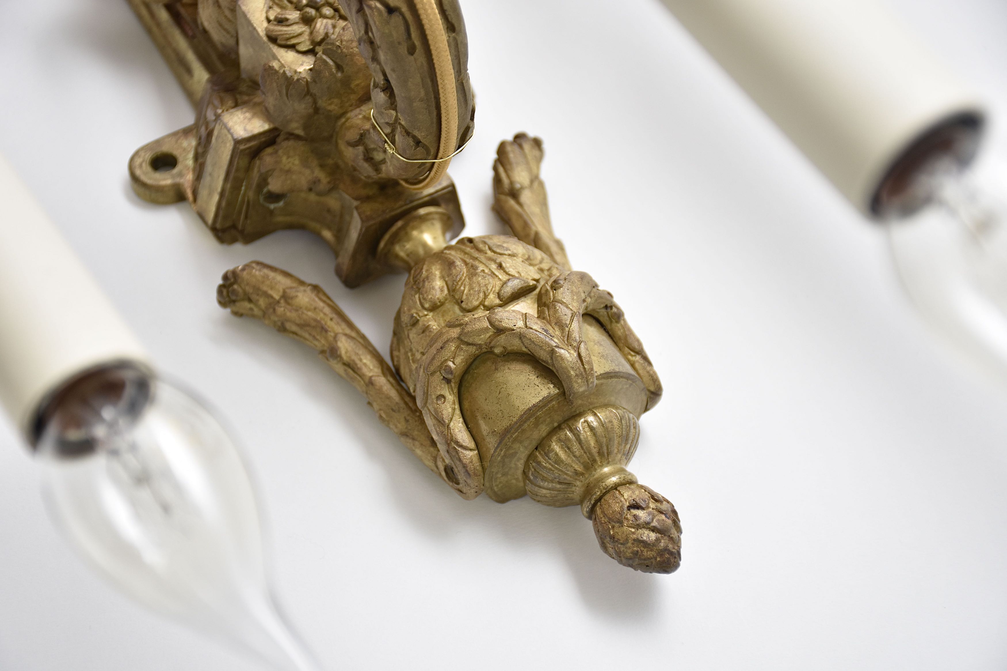 Set 19e eeuwse vergulde Franse wandappliques in