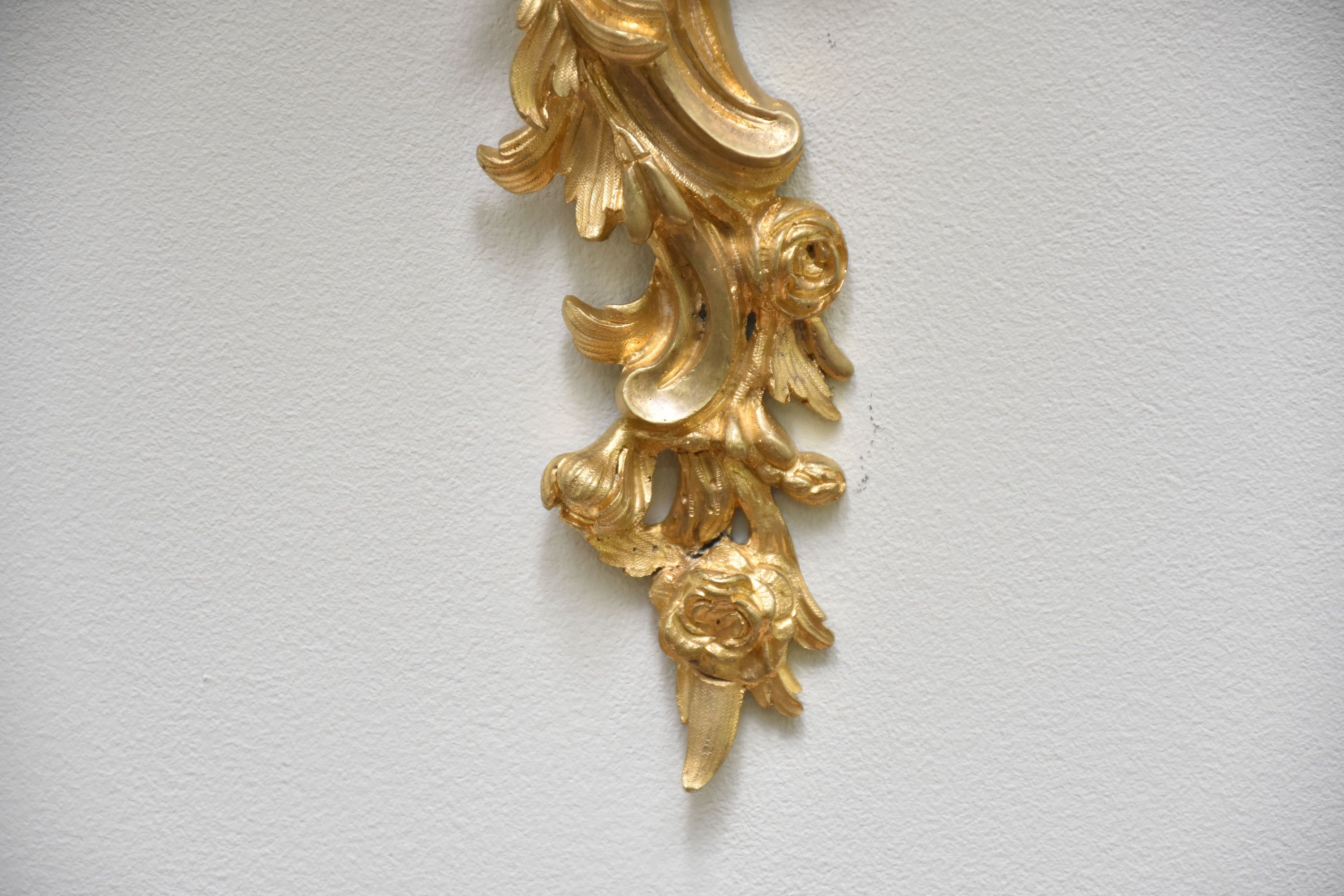 19th c. gilt bronze wall sconces in the style of Louis XV