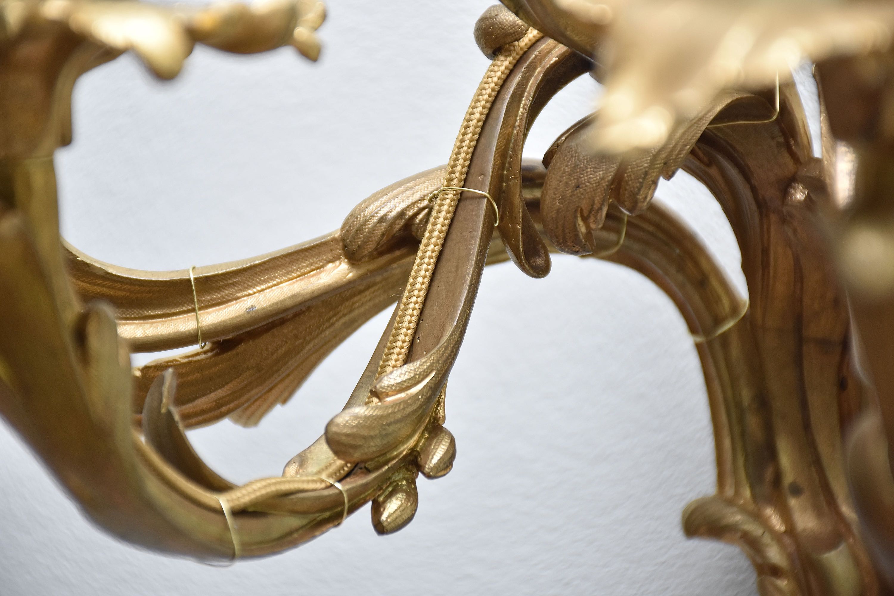 19th c. gilt bronze wall sconces in the style of Louis XV