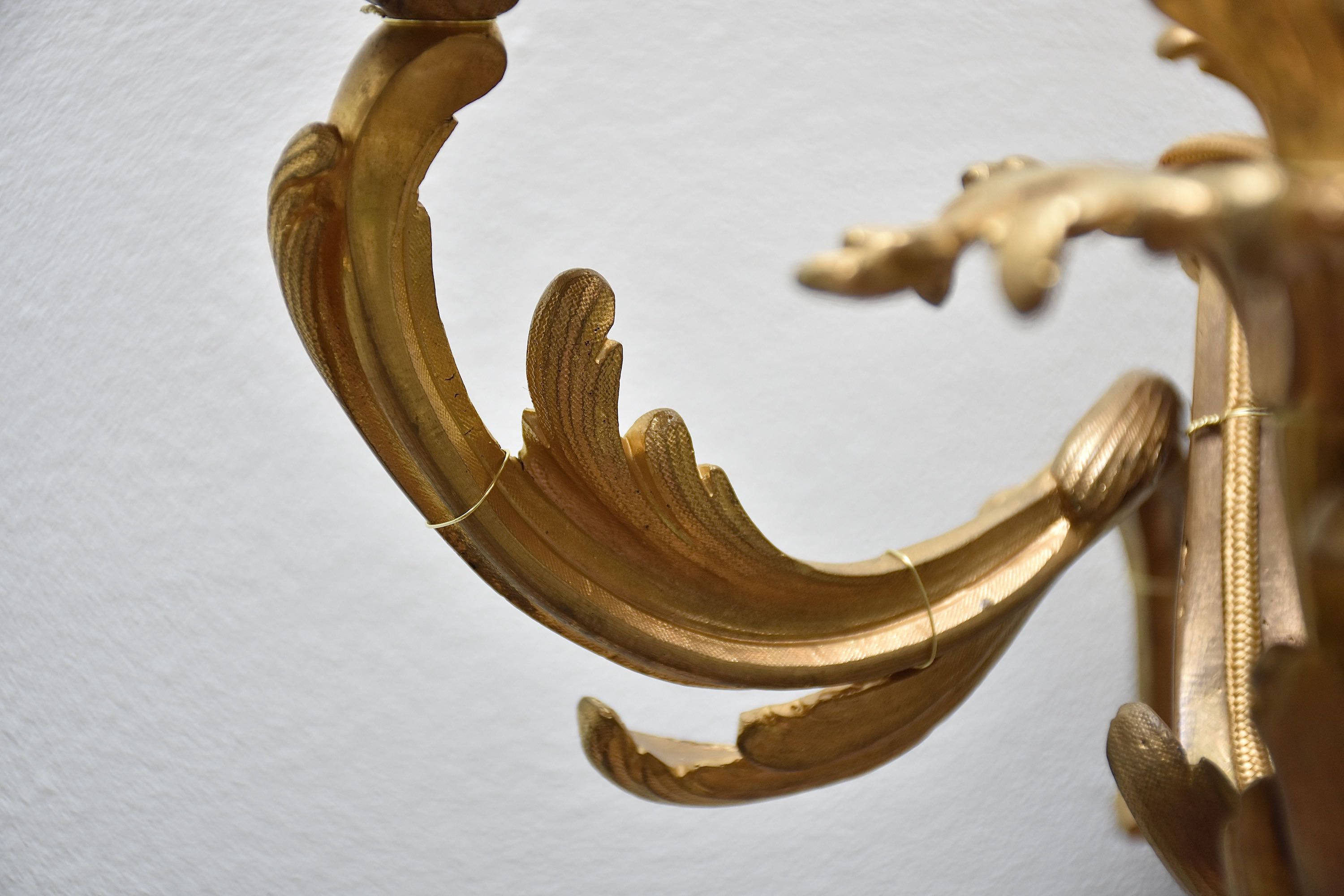 19th c. gilt bronze wall sconces in the style of Louis XV