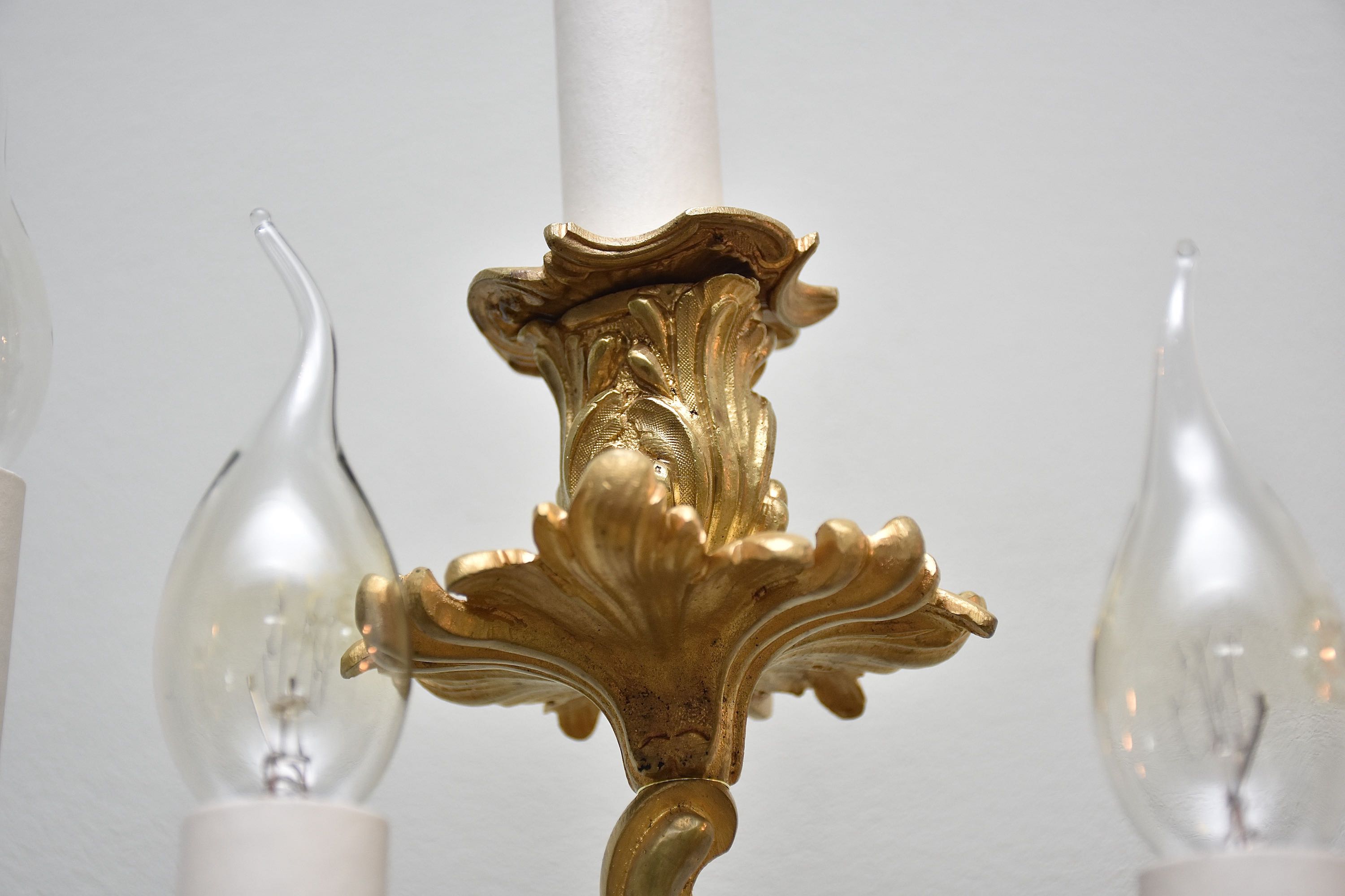 19th c. gilt bronze wall sconces in the style of Louis XV
