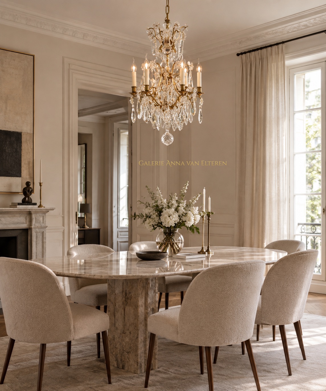 Gilded Rococo style crystal chandelier