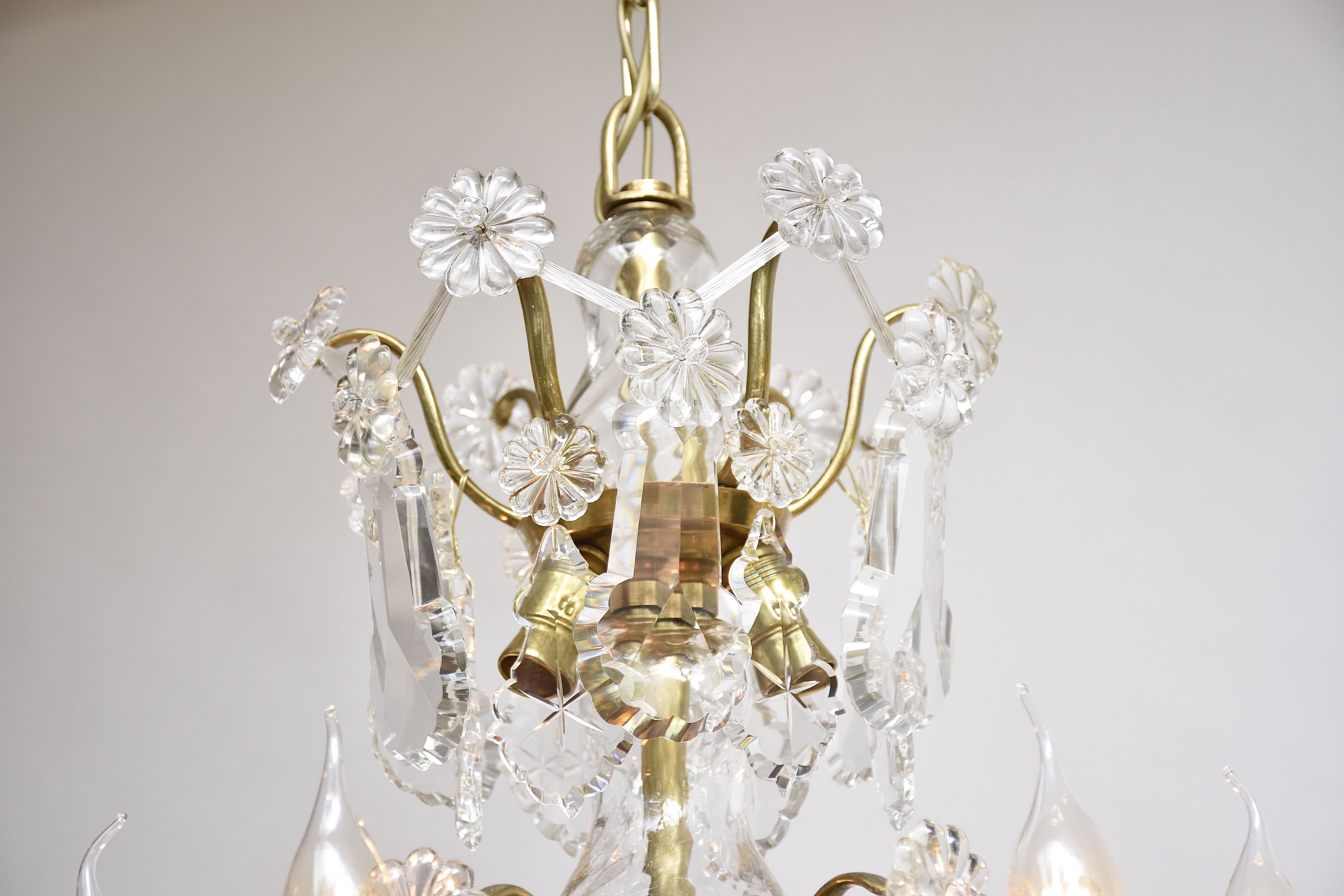 Gilded Rococo style crystal chandelier