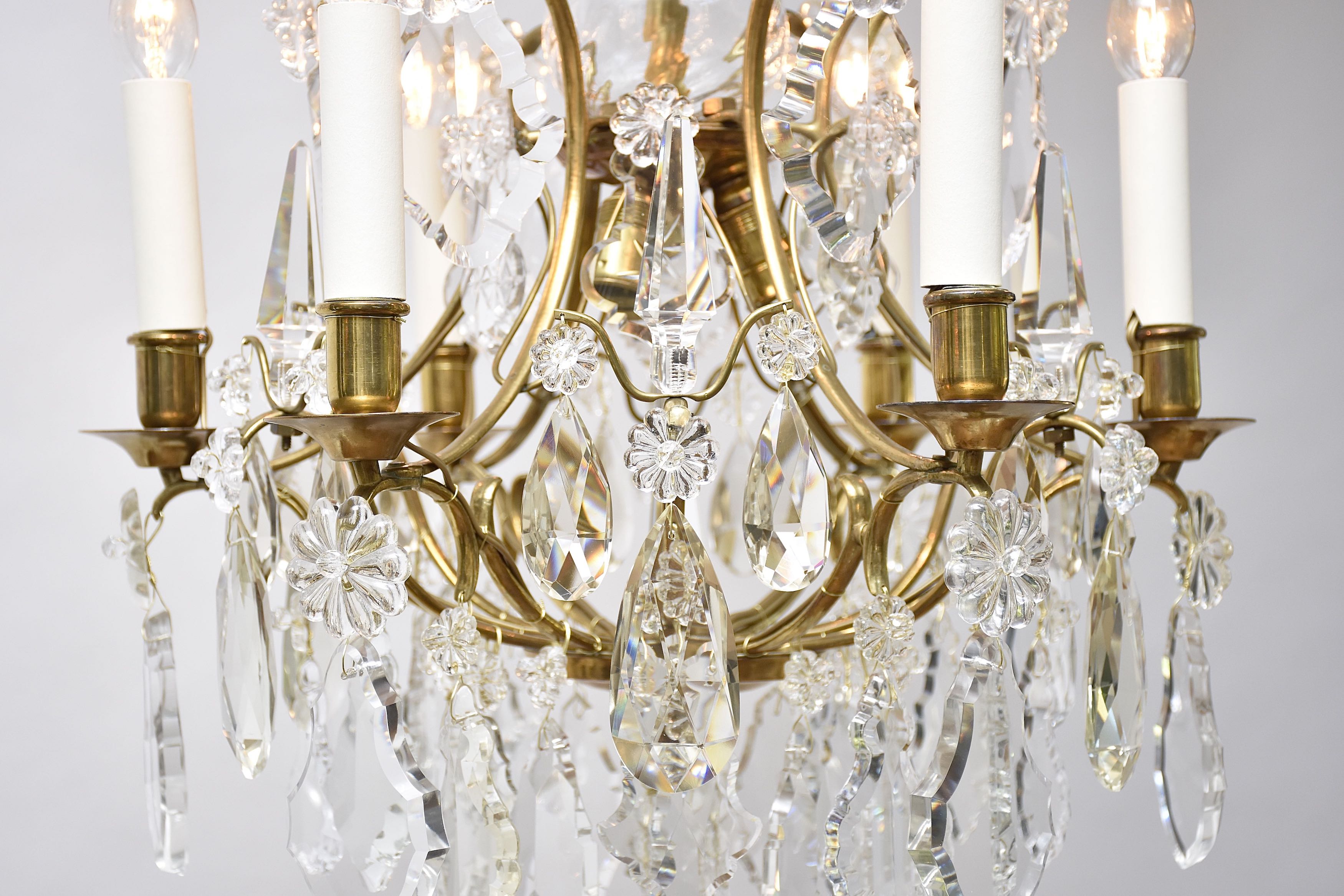Gilded Rococo style crystal chandelier