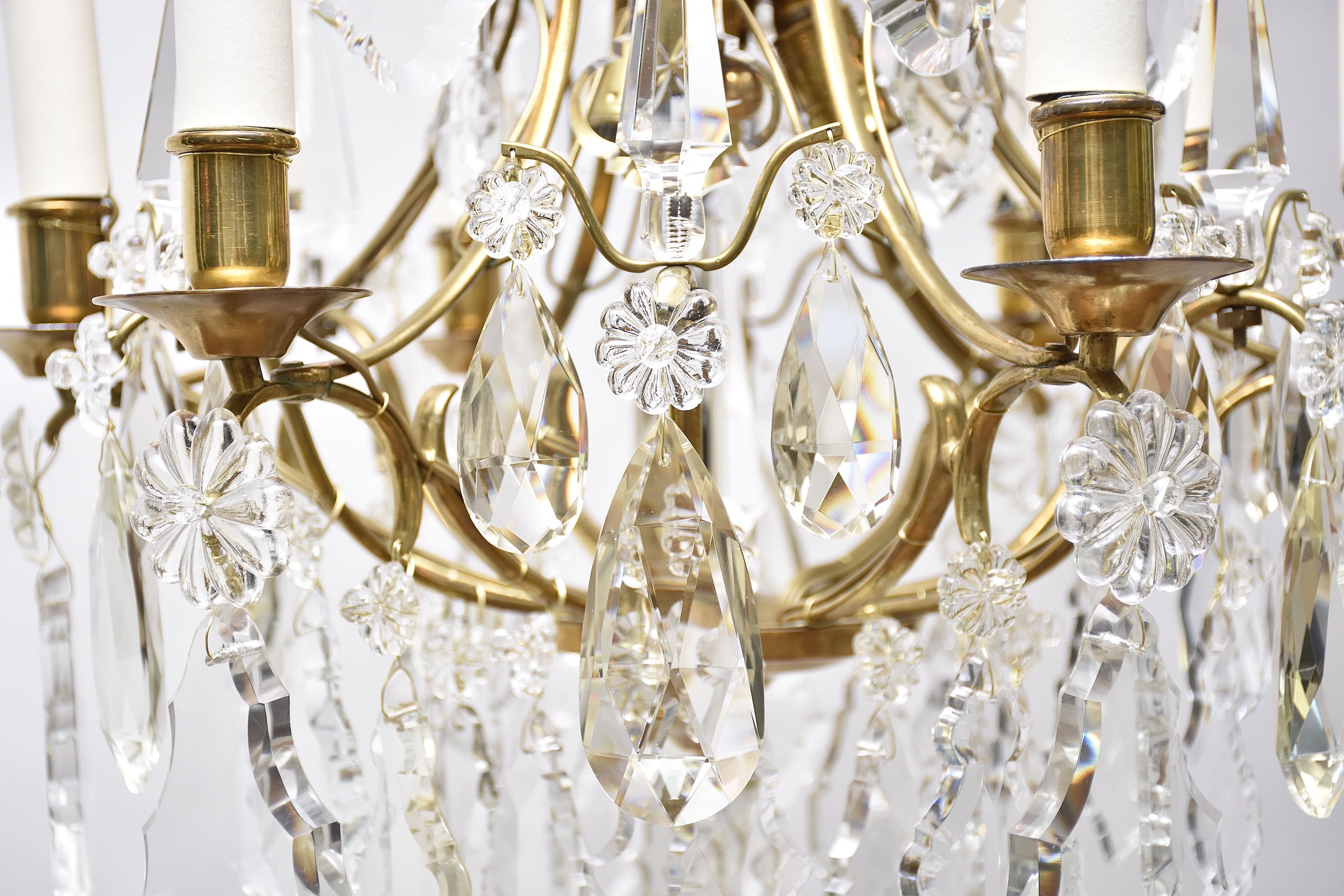 Gilded Rococo style crystal chandelier
