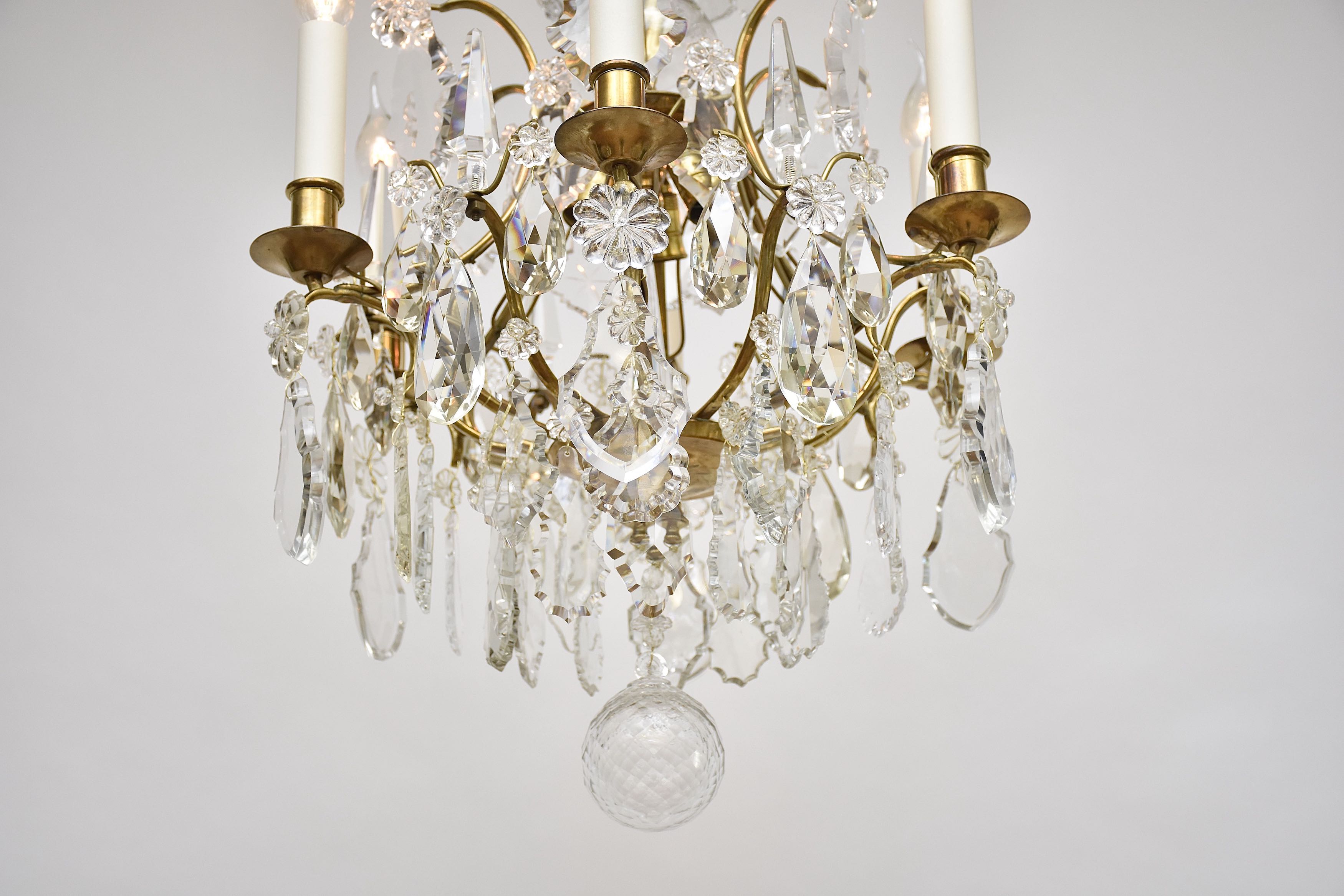 Gilded Rococo style crystal chandelier