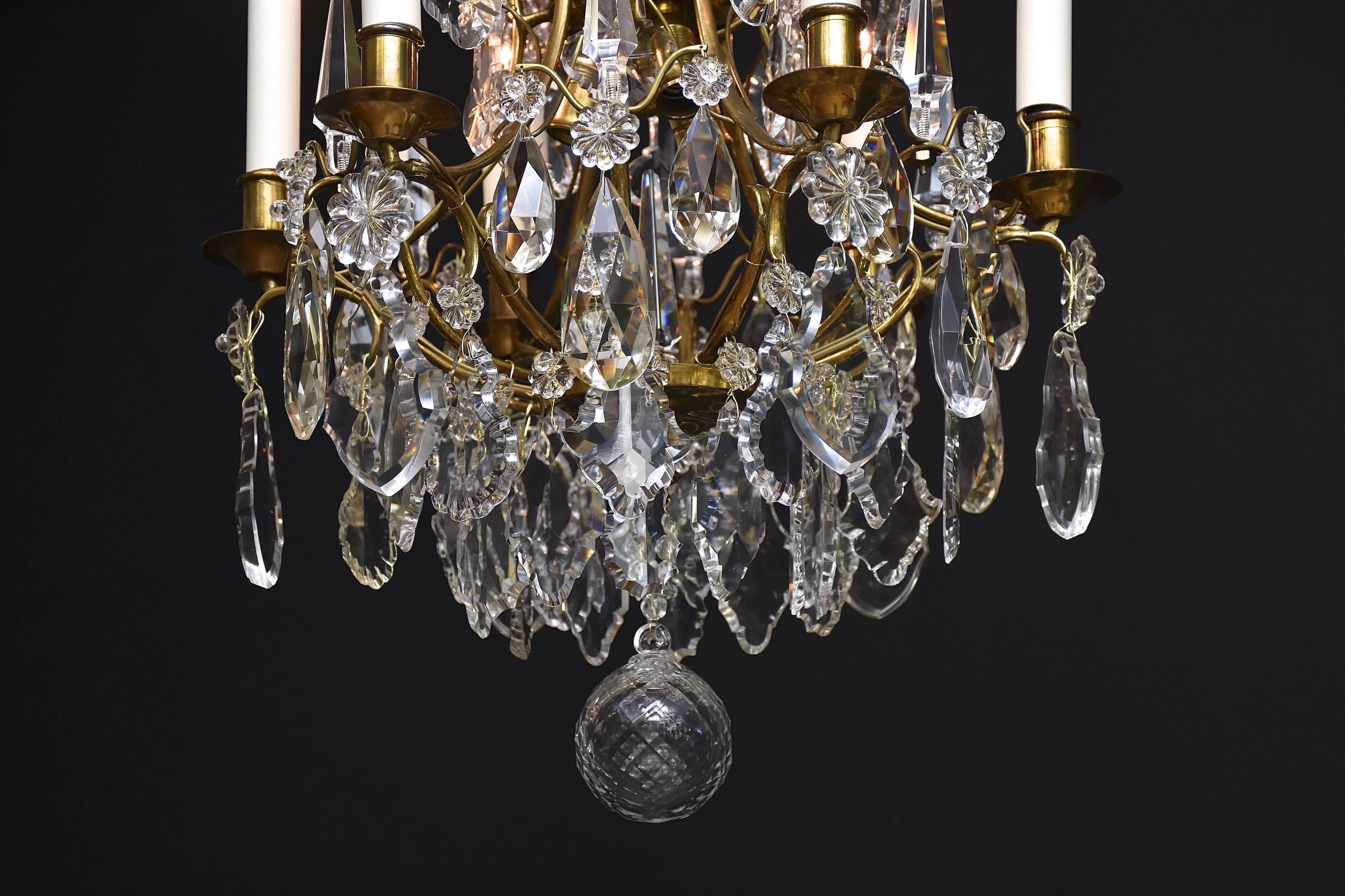 Gilded Rococo style crystal chandelier