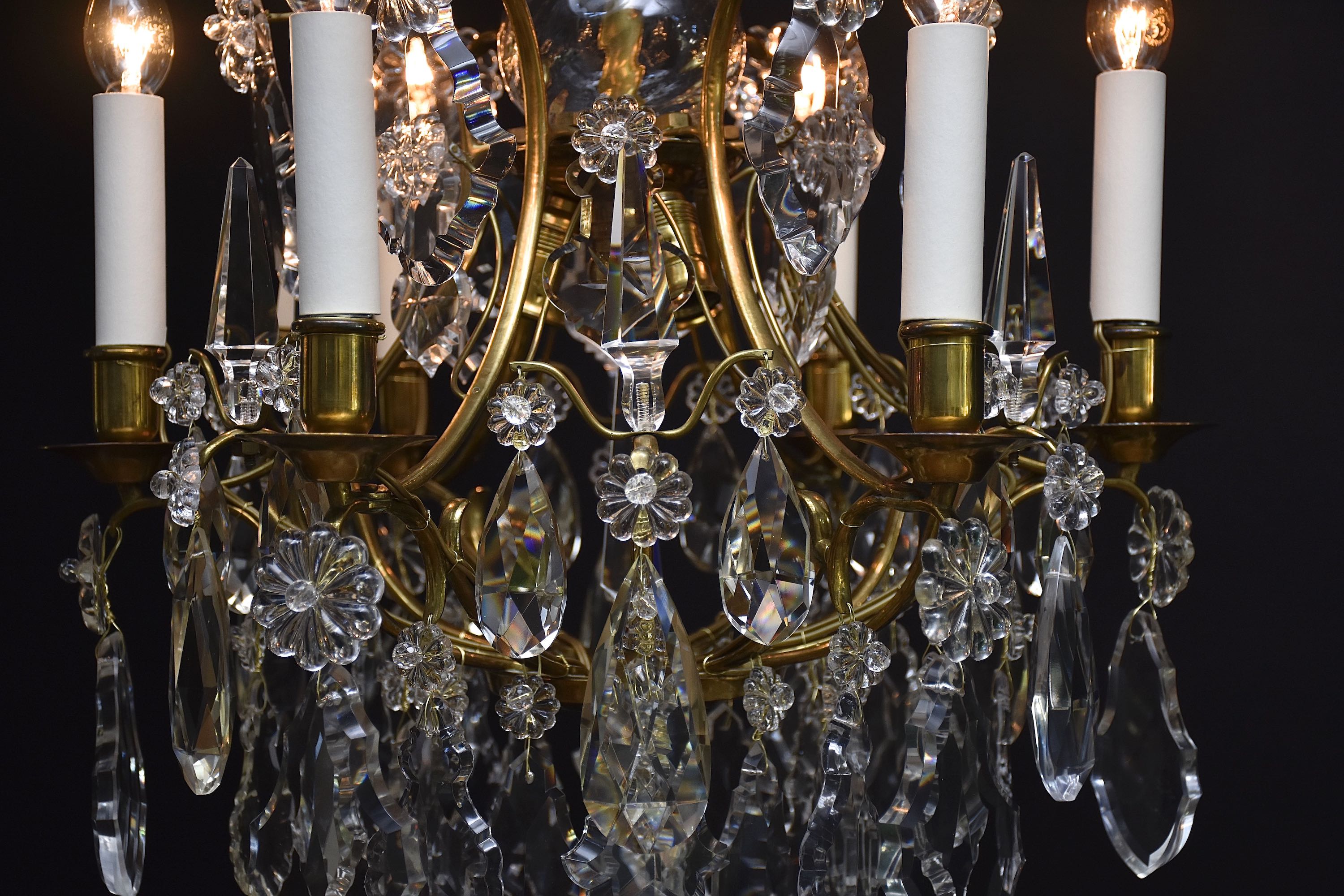 Gilded Rococo style crystal chandelier