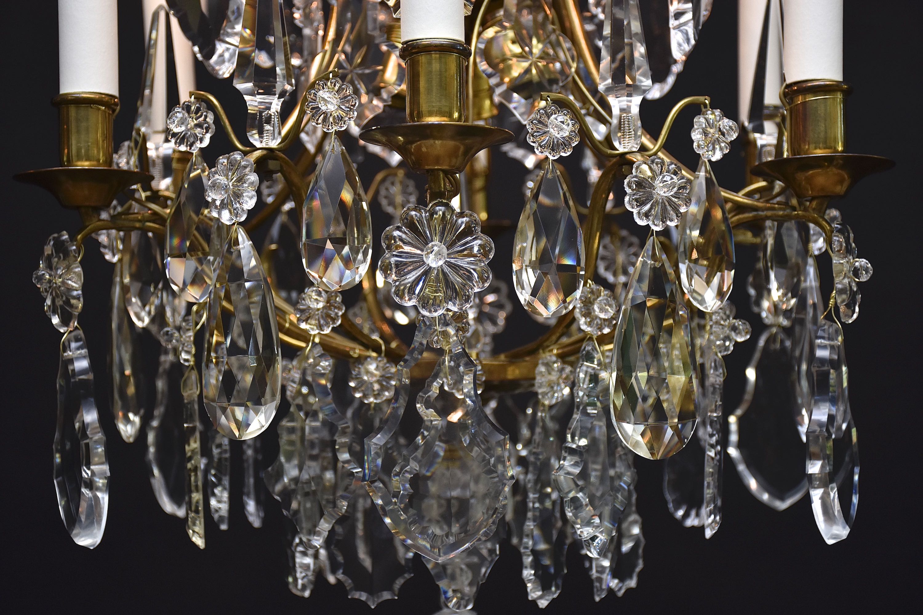 Gilded Rococo style crystal chandelier