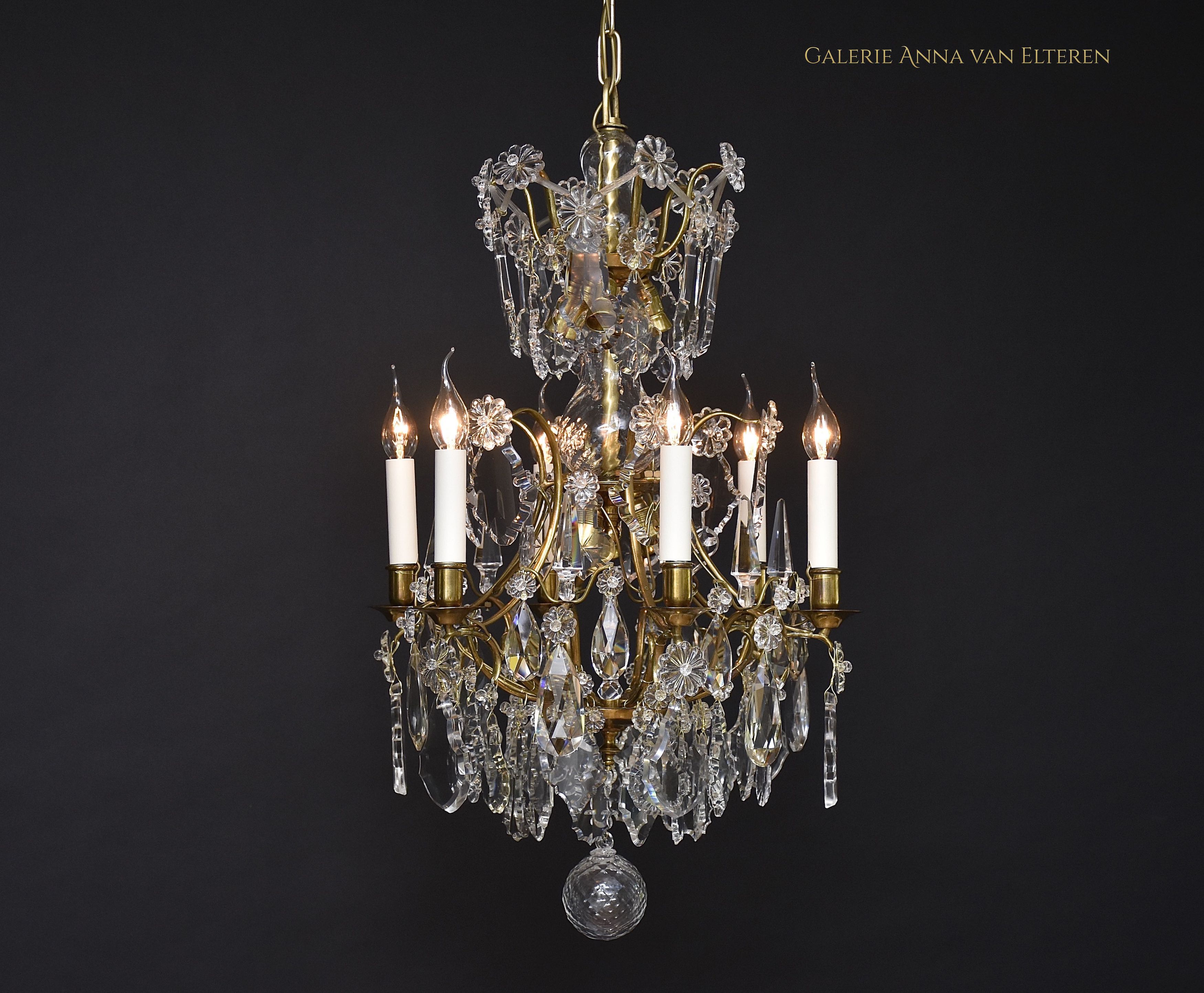 Gilded Rococo style crystal chandelier