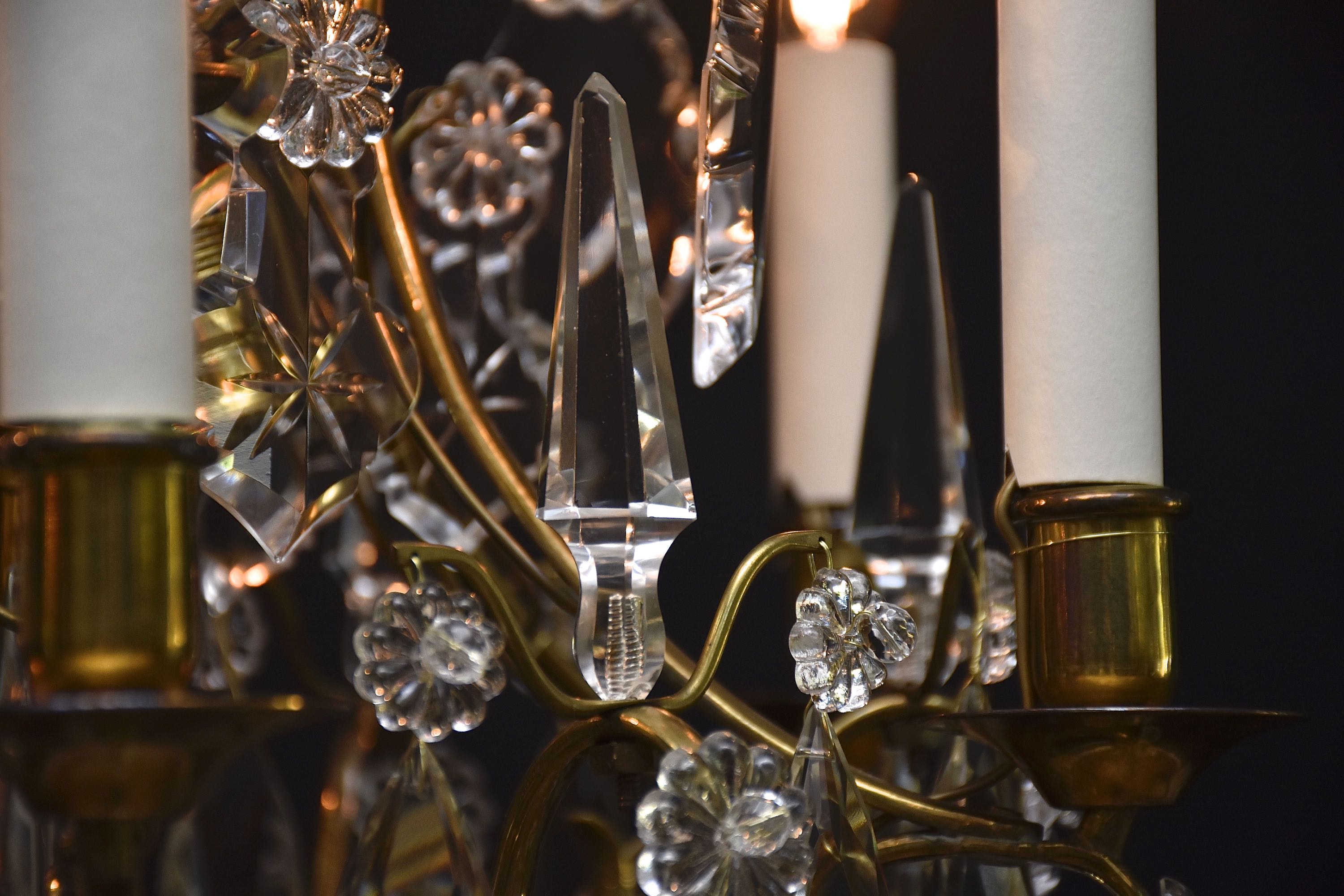 Gilded Rococo style crystal chandelier