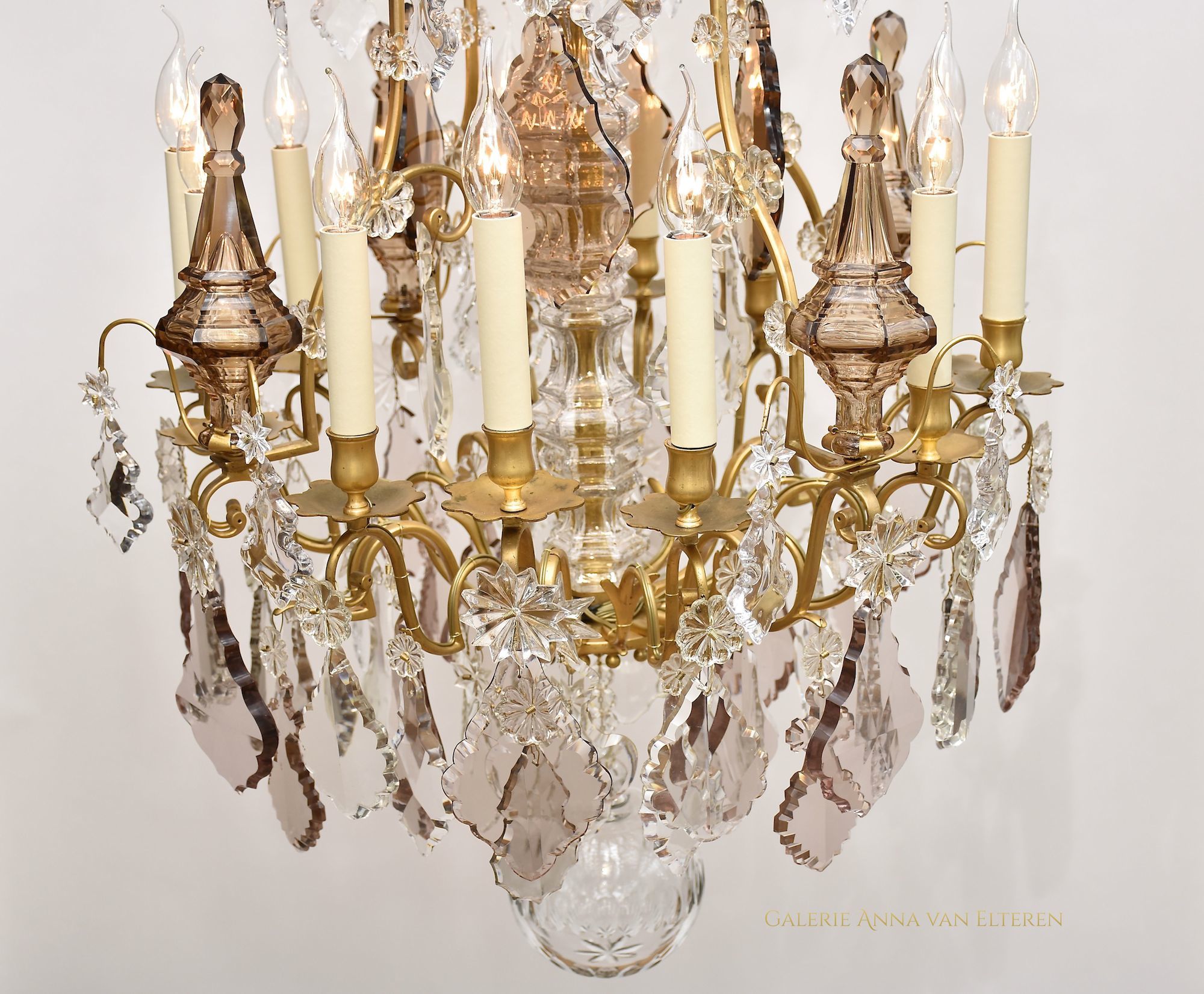 19th c. French gilt bronze chandelier 'lustre cage'