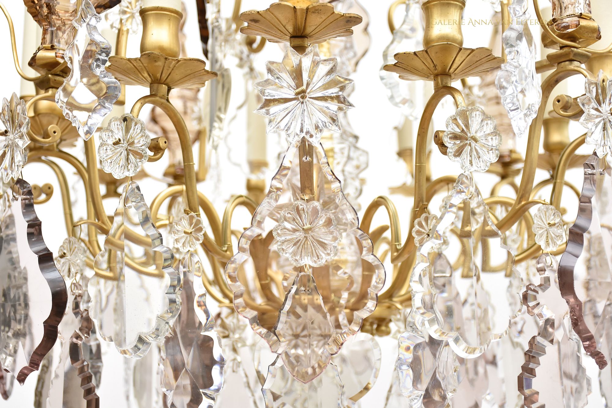 19th c. French gilt bronze chandelier 'lustre cage'