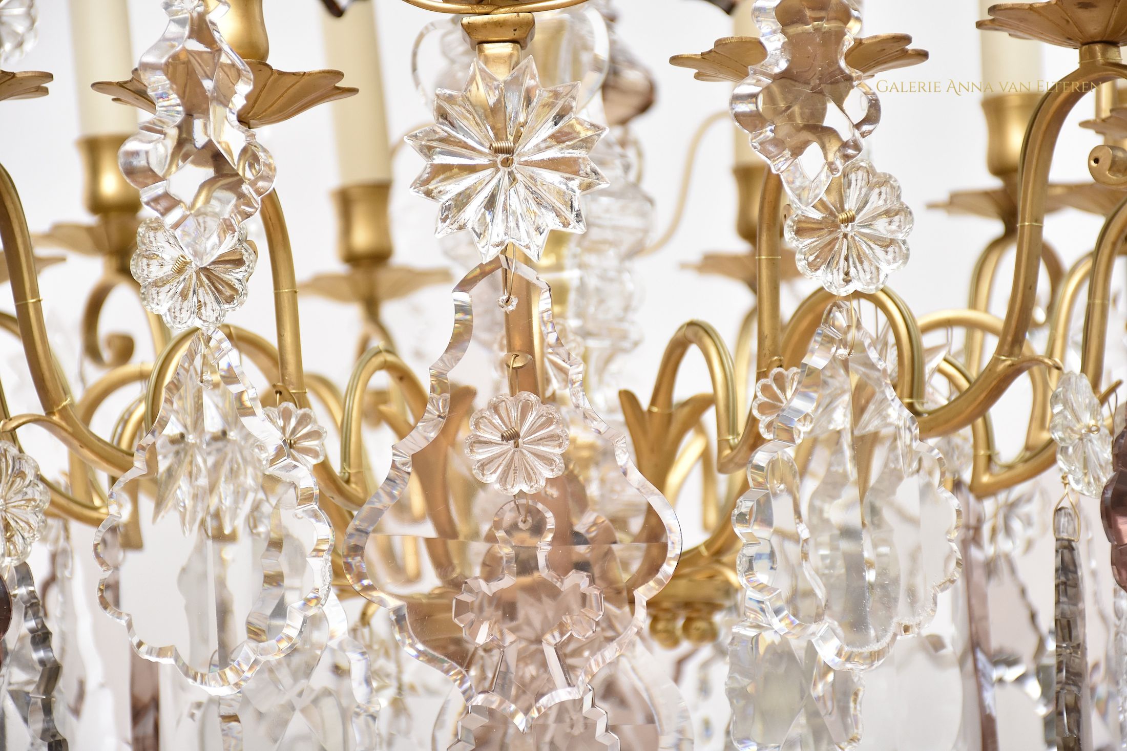 19th c. French gilt bronze chandelier 'lustre cage'