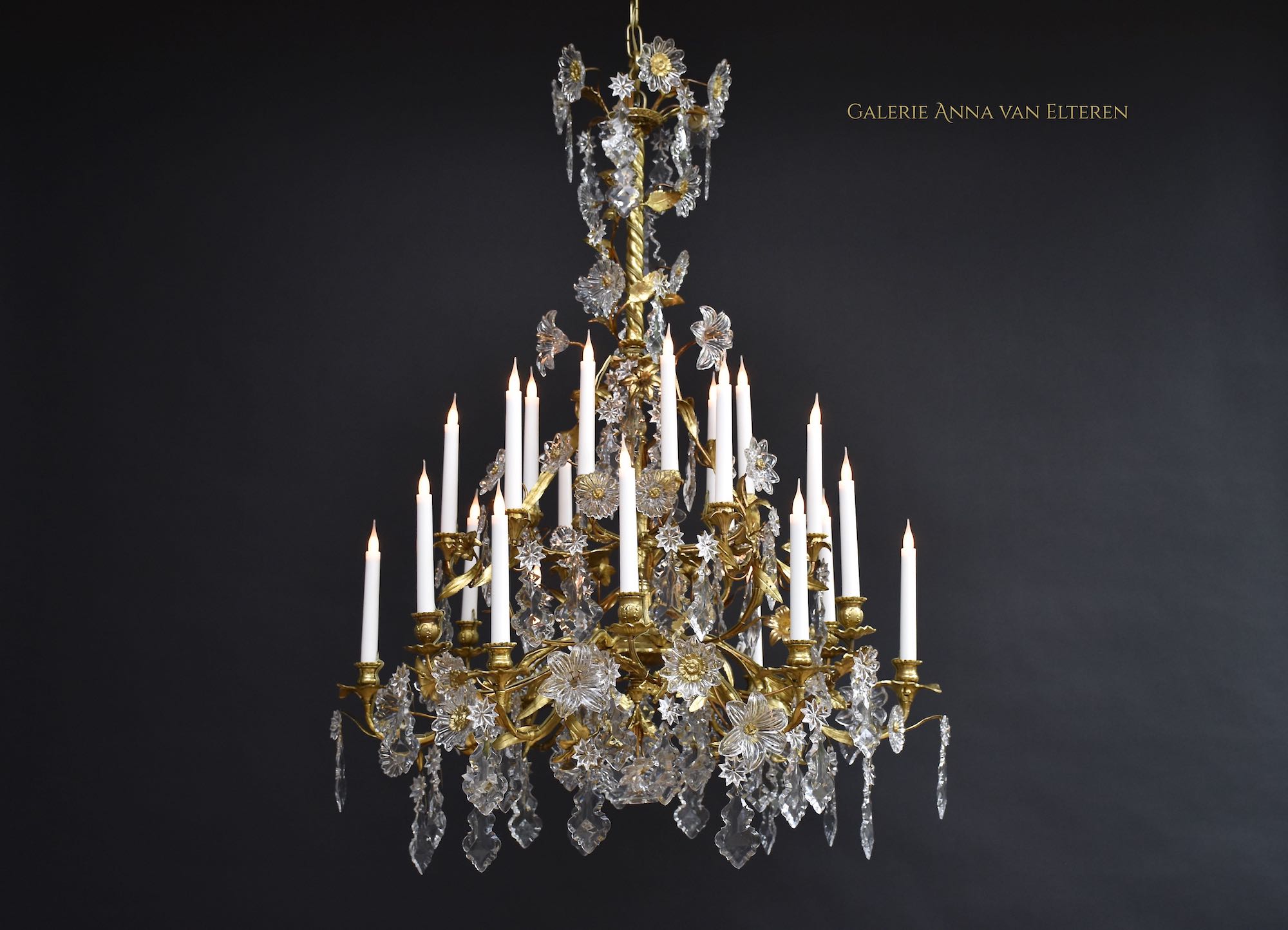 19th century large French floral chandelier with Baccarat crystals